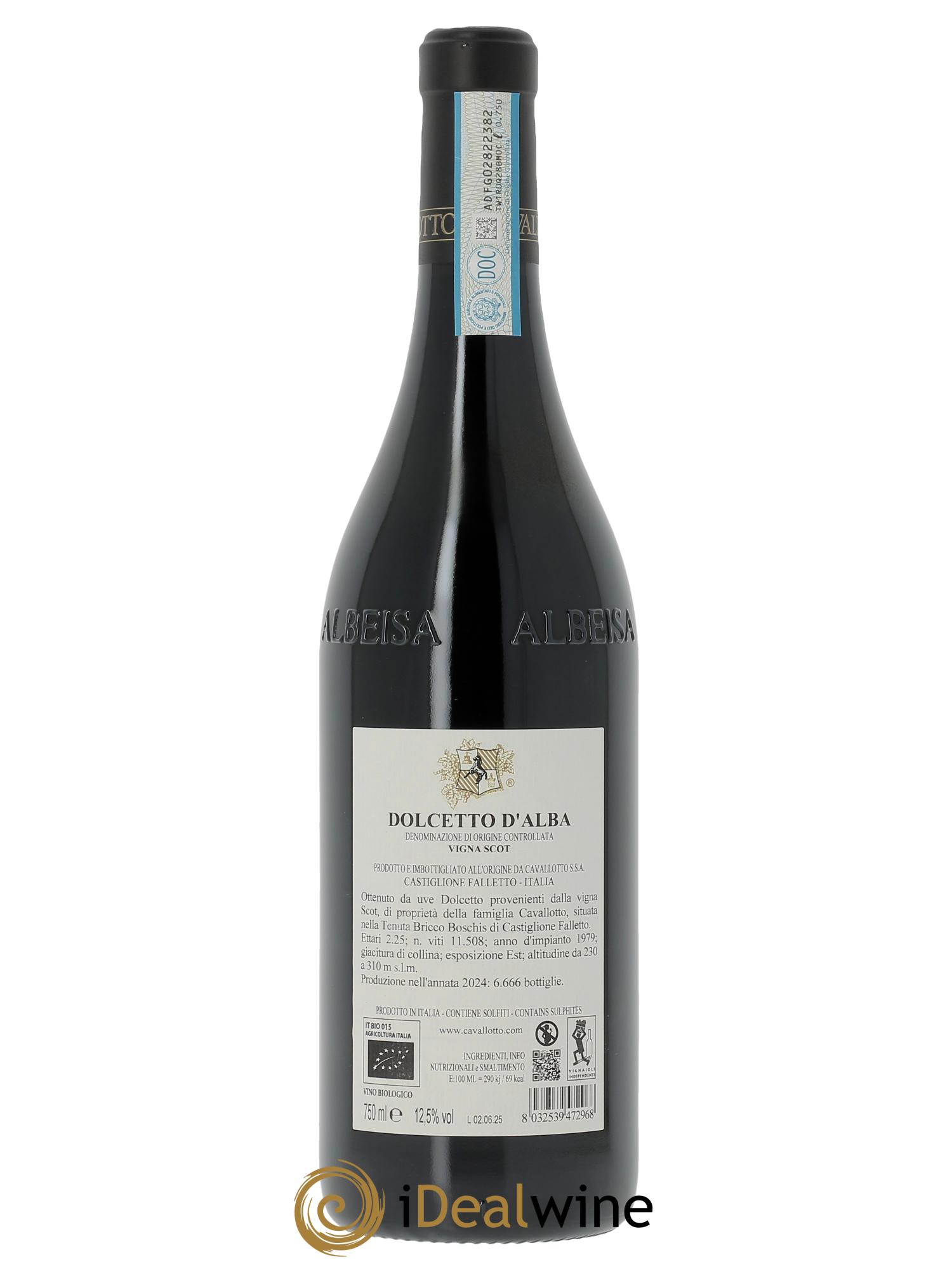 Dolcetto d'Alba DOC Vigna Scot Cavallotto  2024 - Lotto di 1 bottiglia - 1
