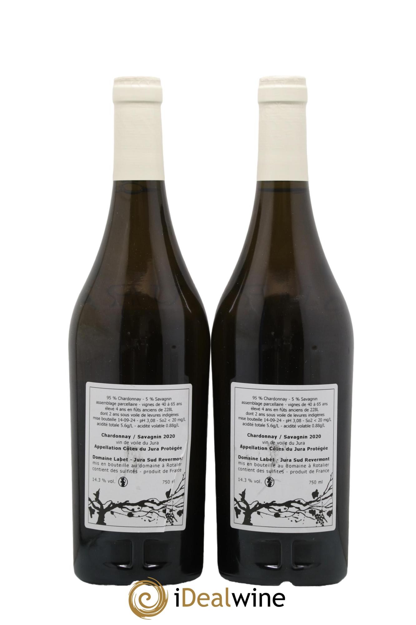 Côtes du Jura Vin de Voile Chardonnay-Savagnin cuvée de garde Romain - Julien  - Charline Labet 2020 - Lot de 2 bouteilles - 1
