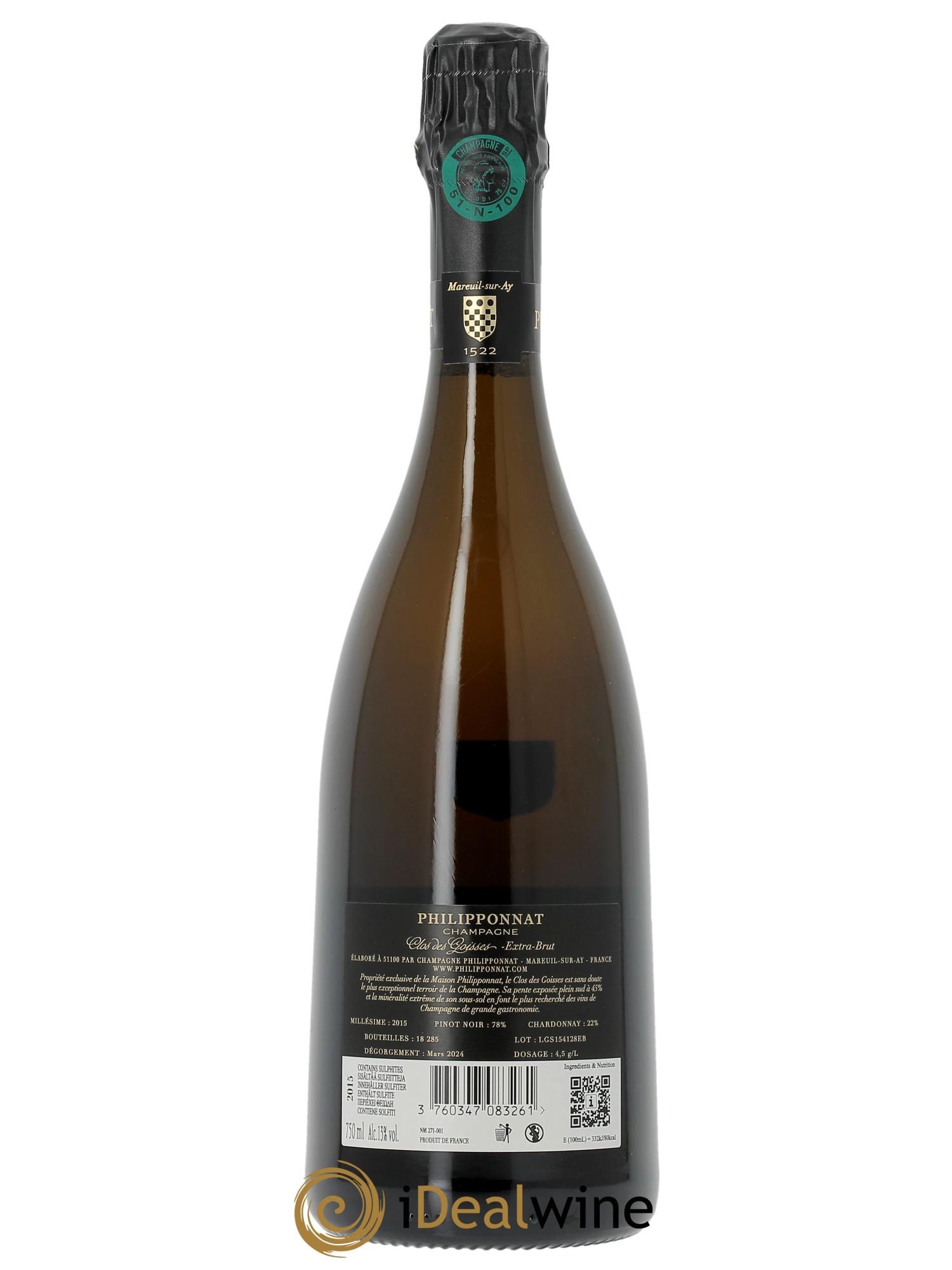 Clos des Goisses Philipponnat 2015 - Lot de 1 bouteille - 2