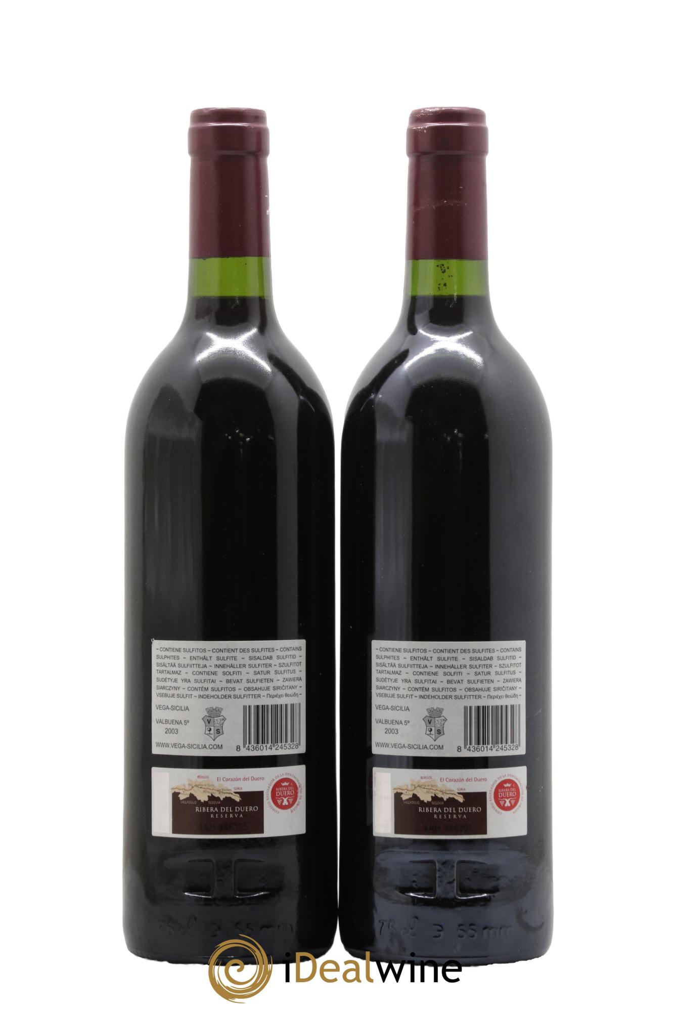 Ribera Del Duero DO Vega Sicilia Valbuena 5 ano Famille Alvarez 2003 - Posten von 2 Flaschen - 1