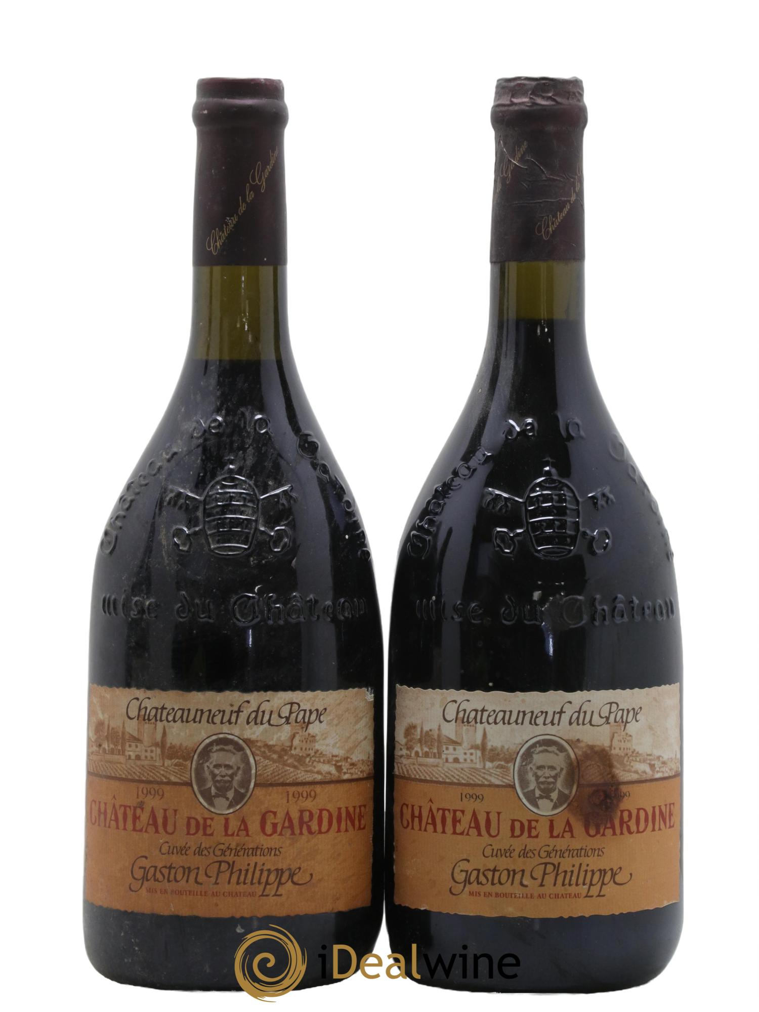 Châteauneuf-du-Pape Château de La Gardine Cuvée des Générations Gaston Philippe Famille Brunel 1999 - Lot de 2 bouteilles - 0