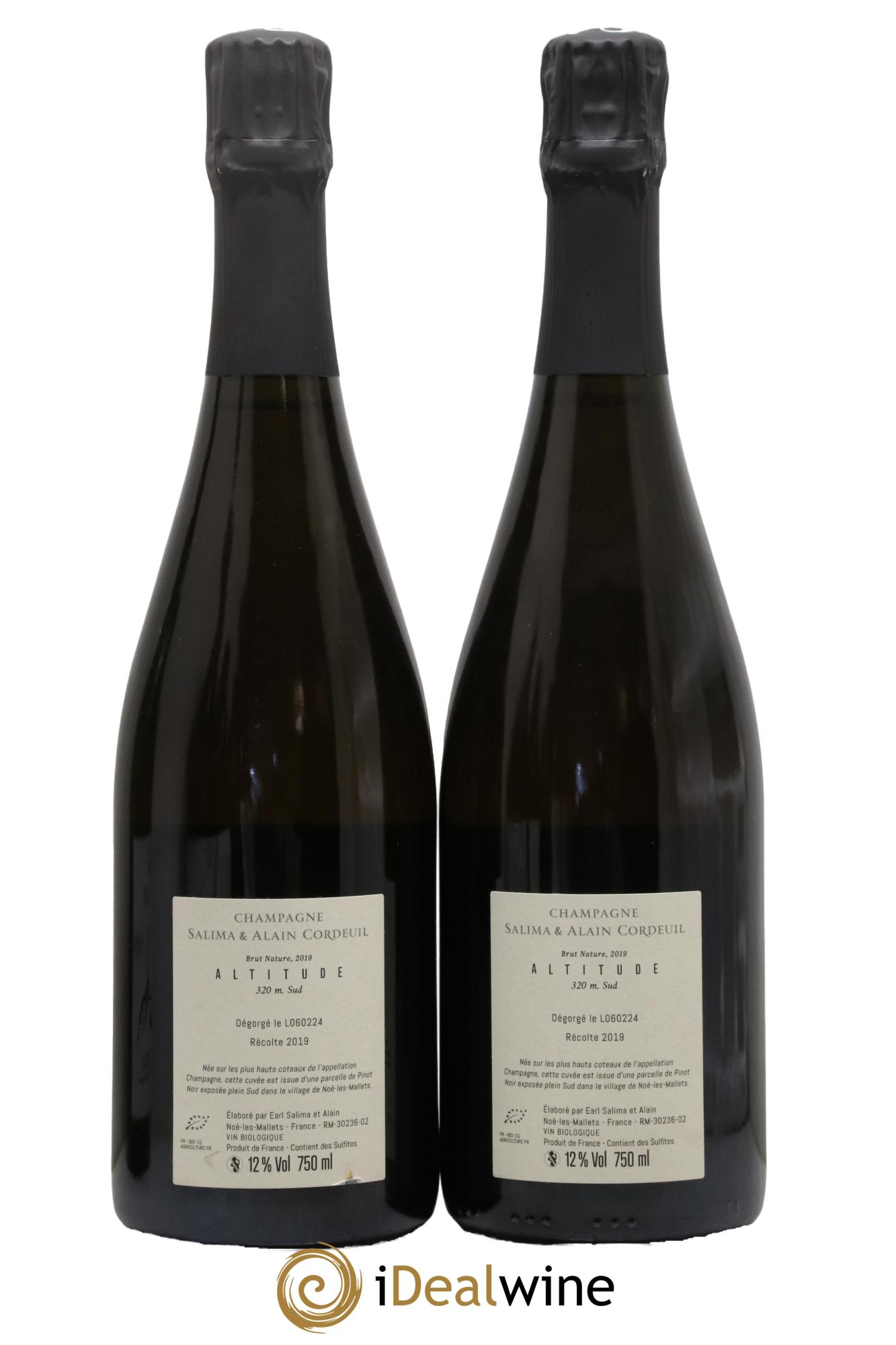 Champagne Brut Nature Altitude 320 Pinot Noir Salima et Alain Cordeuil 2019 - Lot de 2 bouteilles - 1