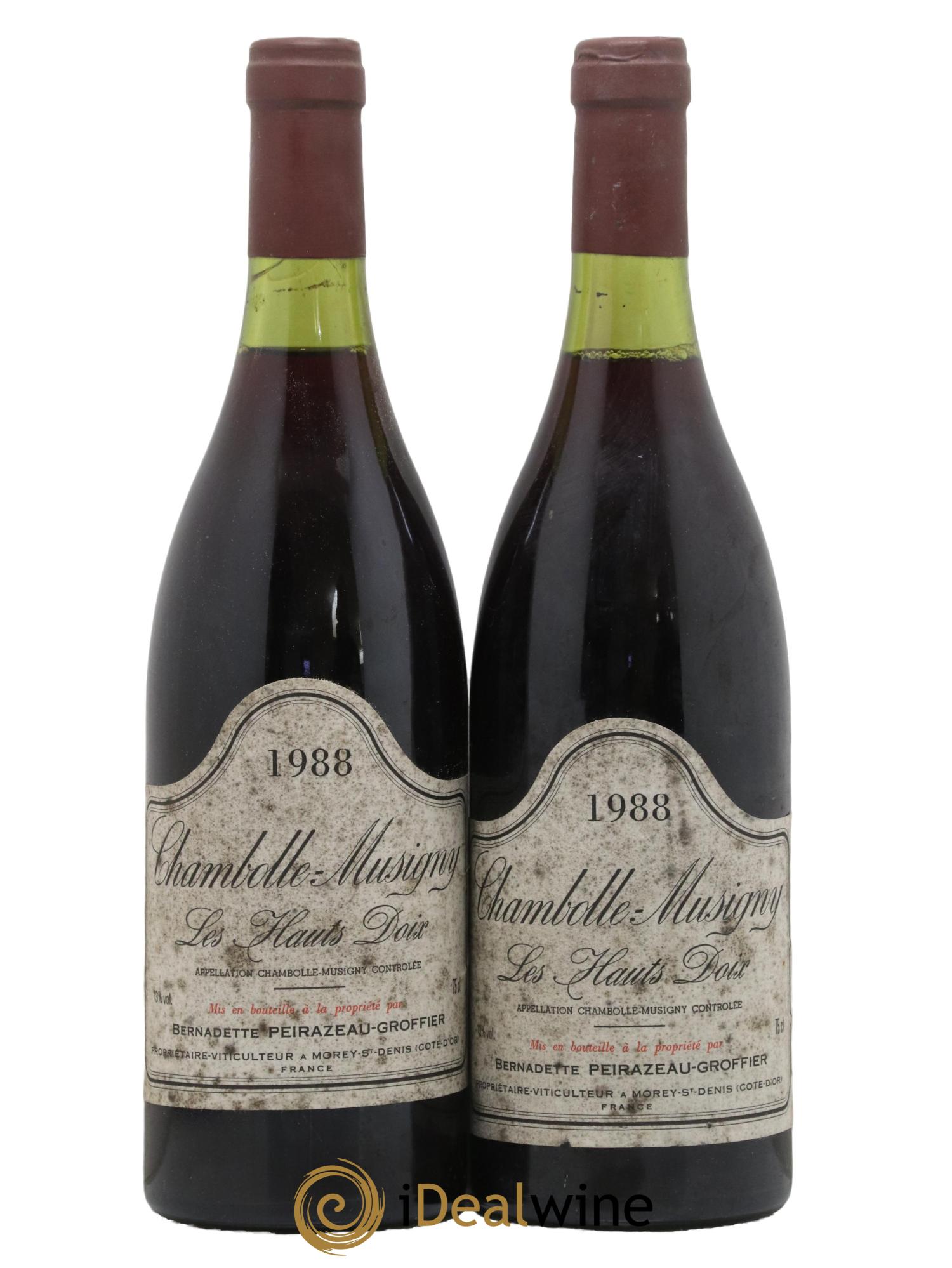 Chambolle-Musigny 1er Cru Les Hauts Doix Peirazeau (Domaine) Groffier 1988 - Lot de 2 bouteilles - 0