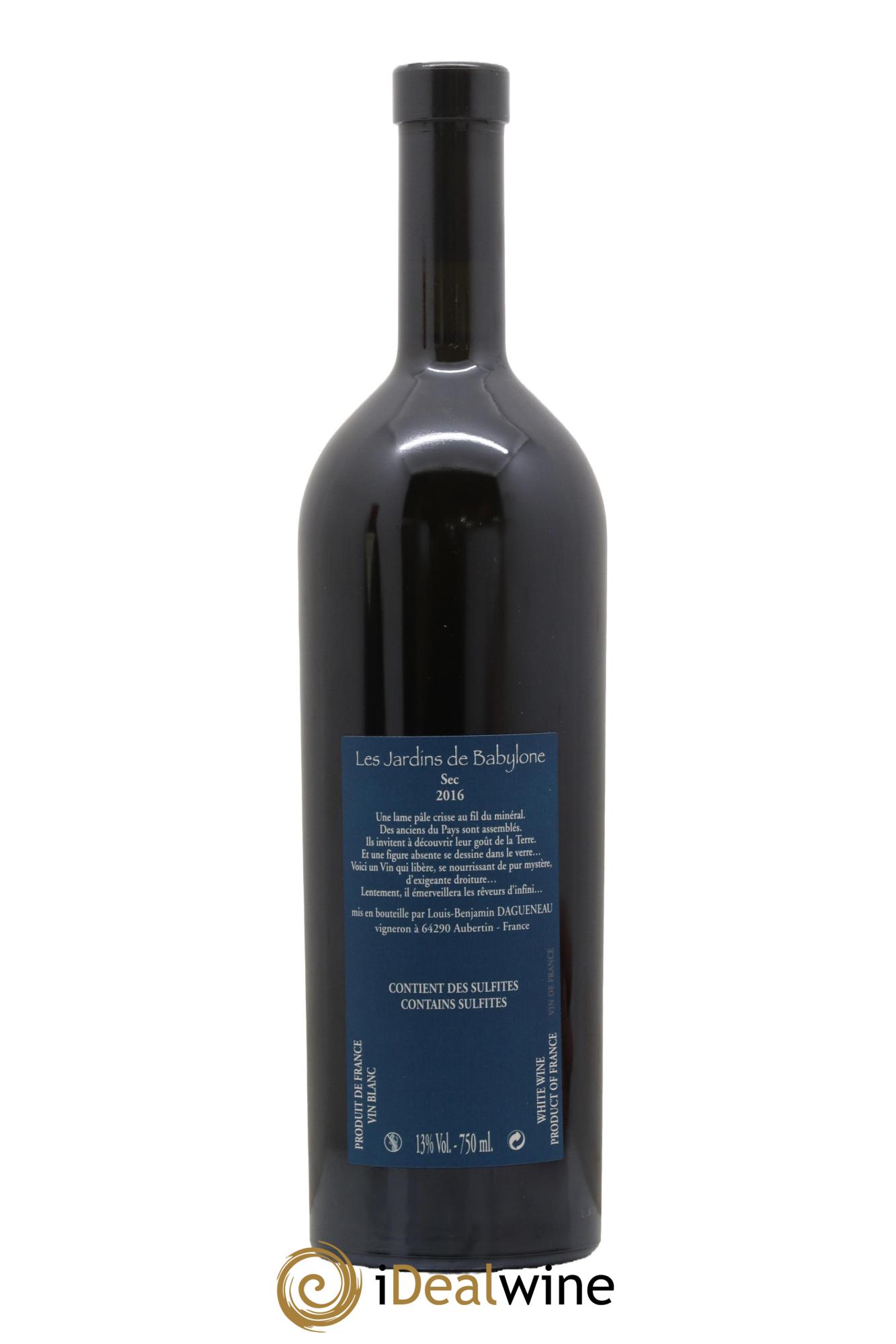 Vin de France(anciennement Jurançon) Les Jardins de Babylone Sec Didier Dagueneau 2016 - Lot de 1 bouteille - 1