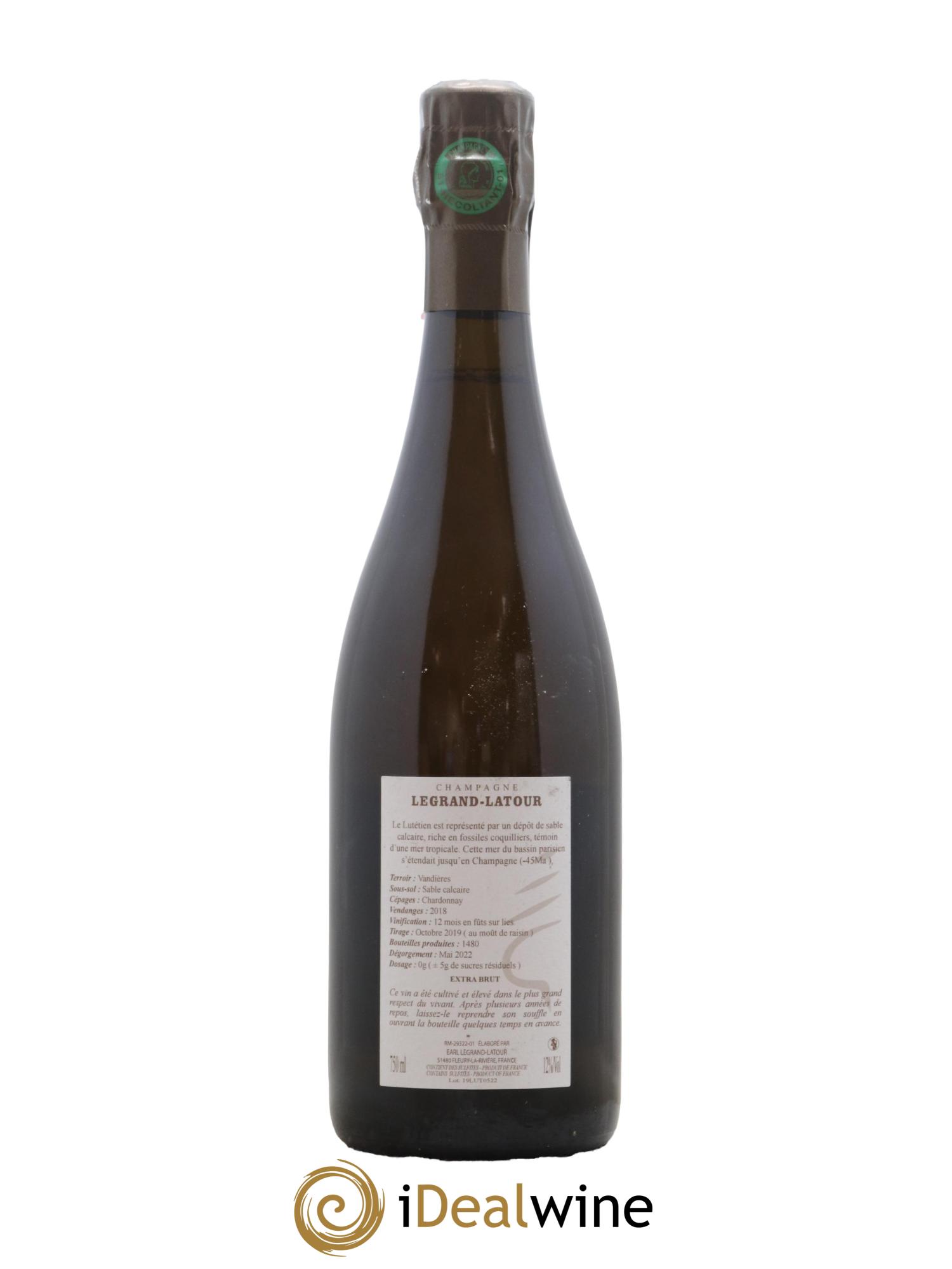 Champagne Lutétien Champagne Legrand-Latour 2018 - Lot de 1 bouteille - 1