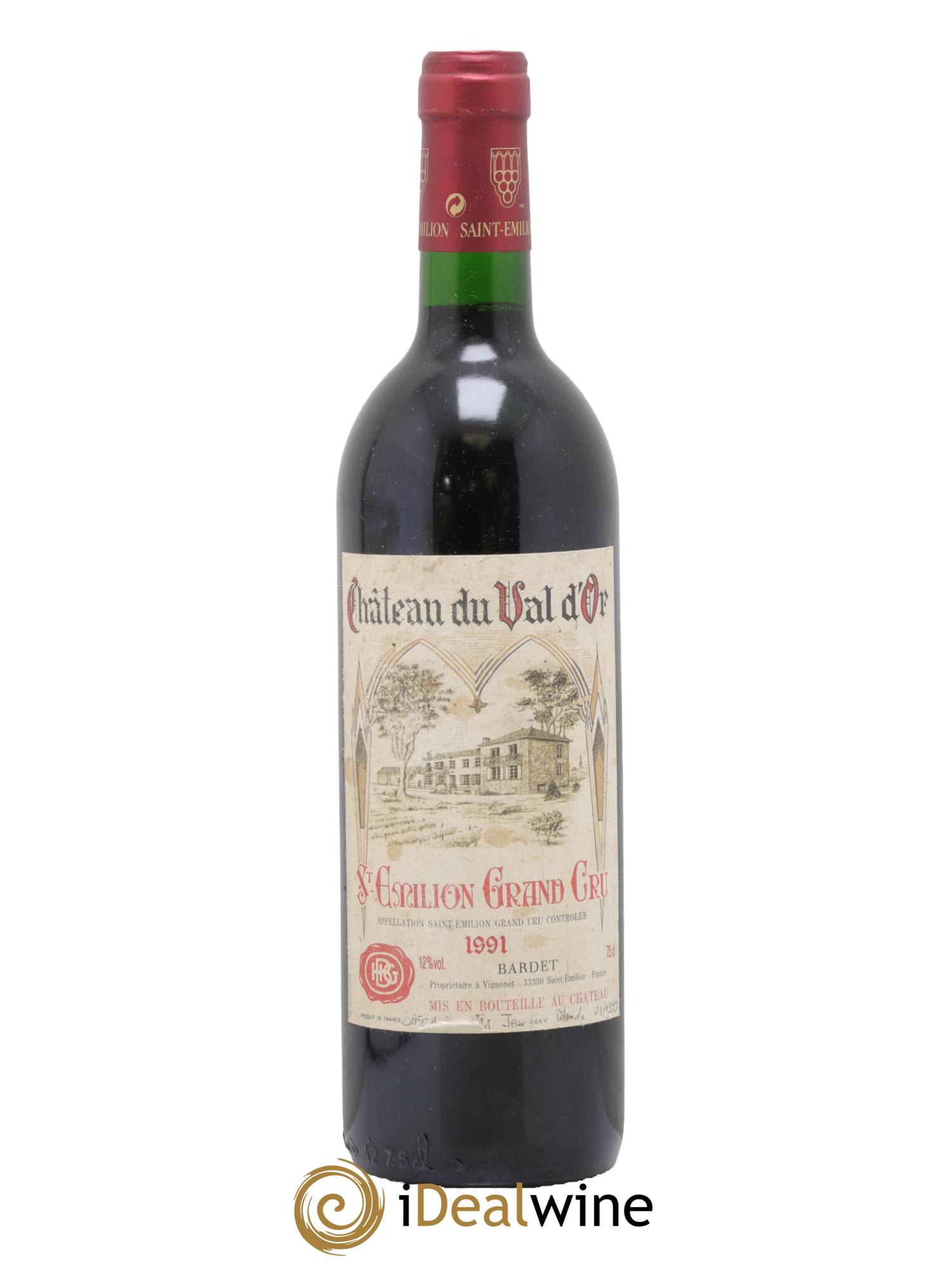 Saint-Émilion Grand Cru Château Du Val D'Or 1991 - Posten von 1 Flasche - 0