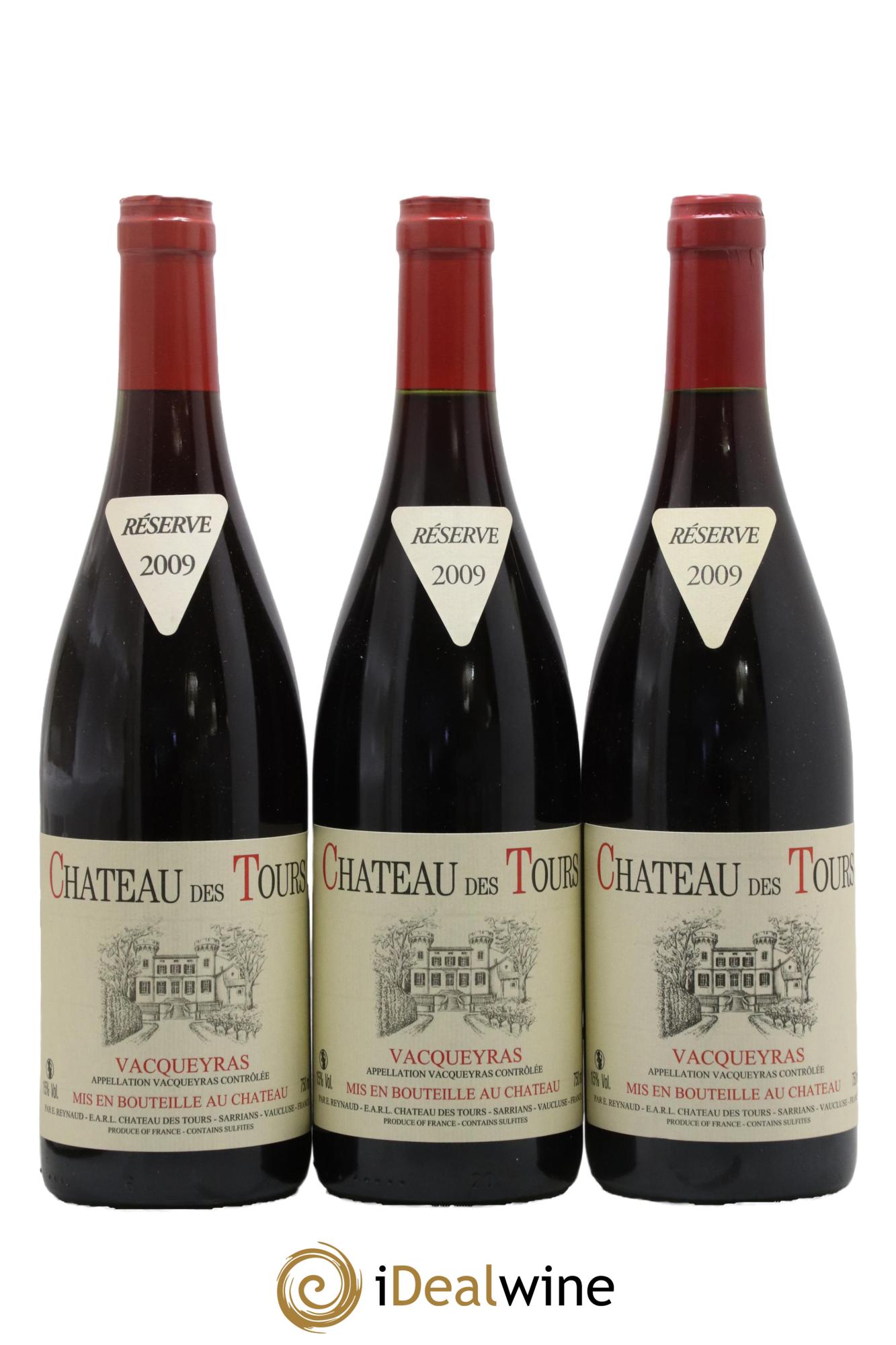 Vacqueyras Château des Tours Emmanuel Reynaud 2009 - Lot de 3 bouteilles - 0