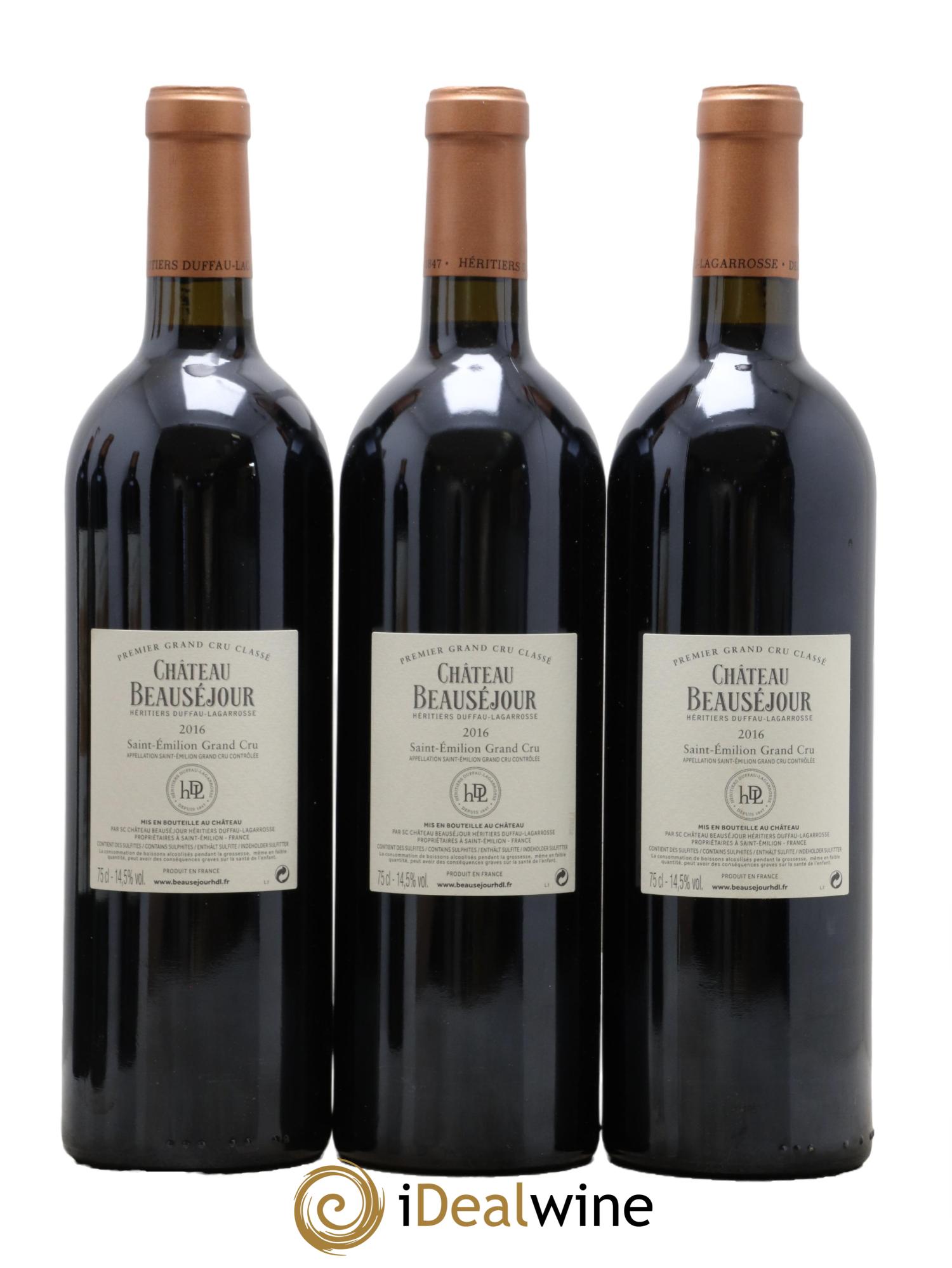 Château Beauséjour (Duffau-Lagarrosse) 1er Grand Cru Classé B  2016 - Posten von 6 Flaschen - 2