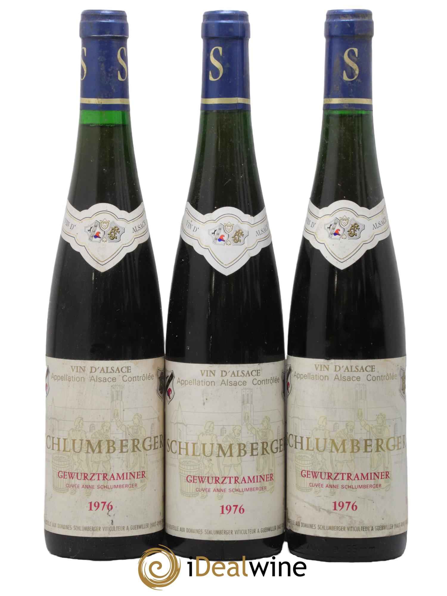 Alsace Gewurztraminer Cuvée Anne Grains Nobles Domaine Schlumberger 1976 - Posten von 3 Flaschen - 0