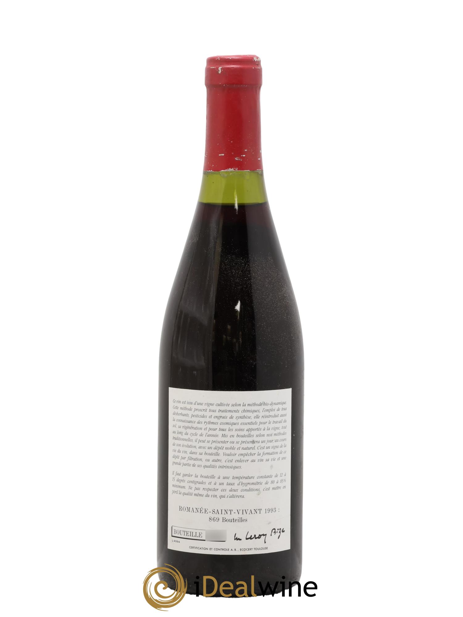 Romanée-Saint-Vivant Grand Cru Leroy (Domaine) 1993 - Lotto di 1 bottiglia - 1