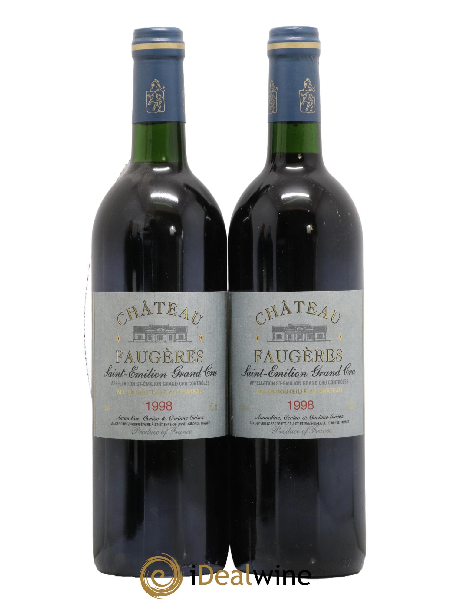 Château Faugères Grand Cru Classé 1998 - Lot de 2 bouteilles - 0