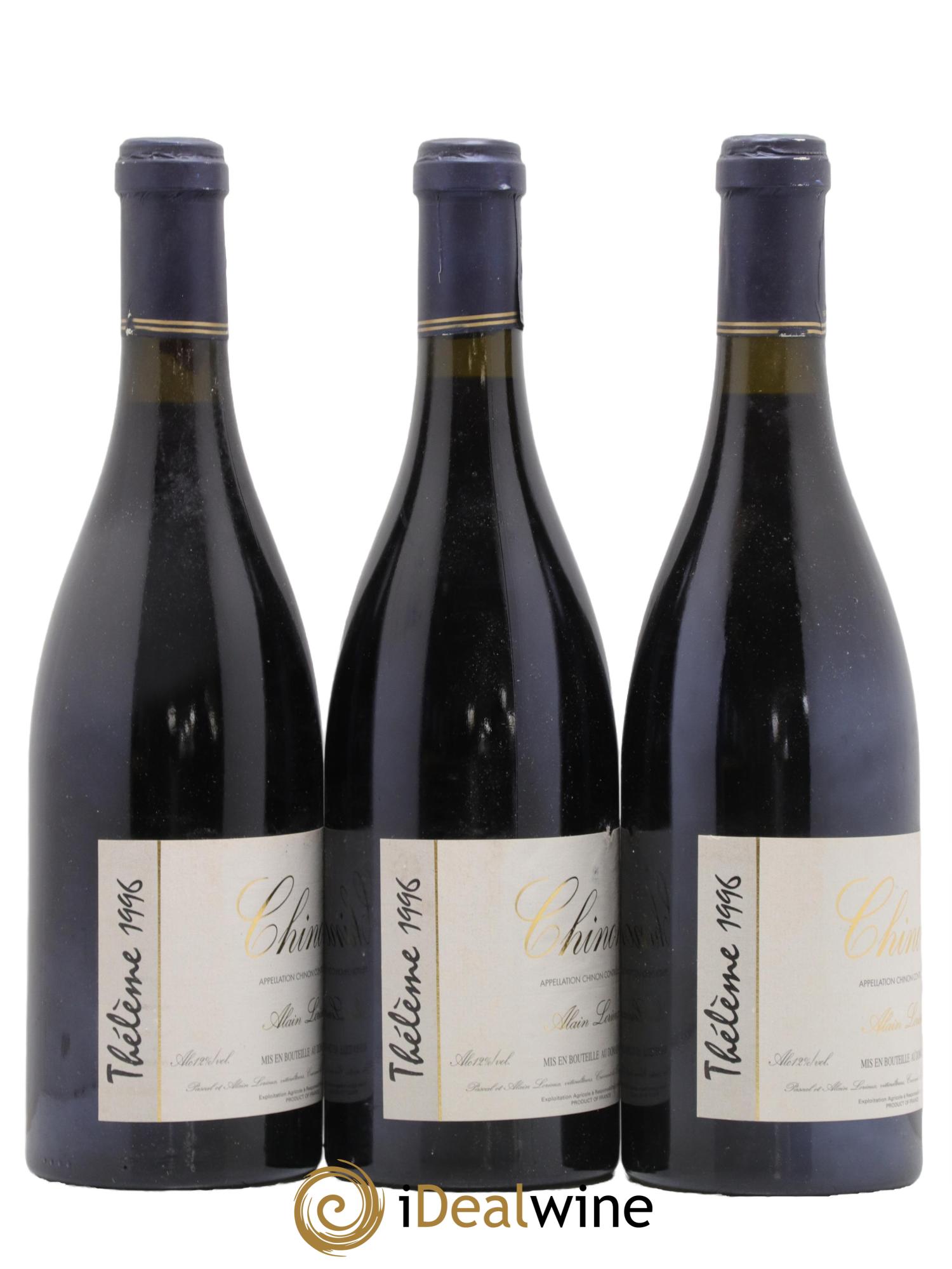 Chinon Thélème Domaine Alain Lorieux 1996 - Lot de 3 bouteilles - 1