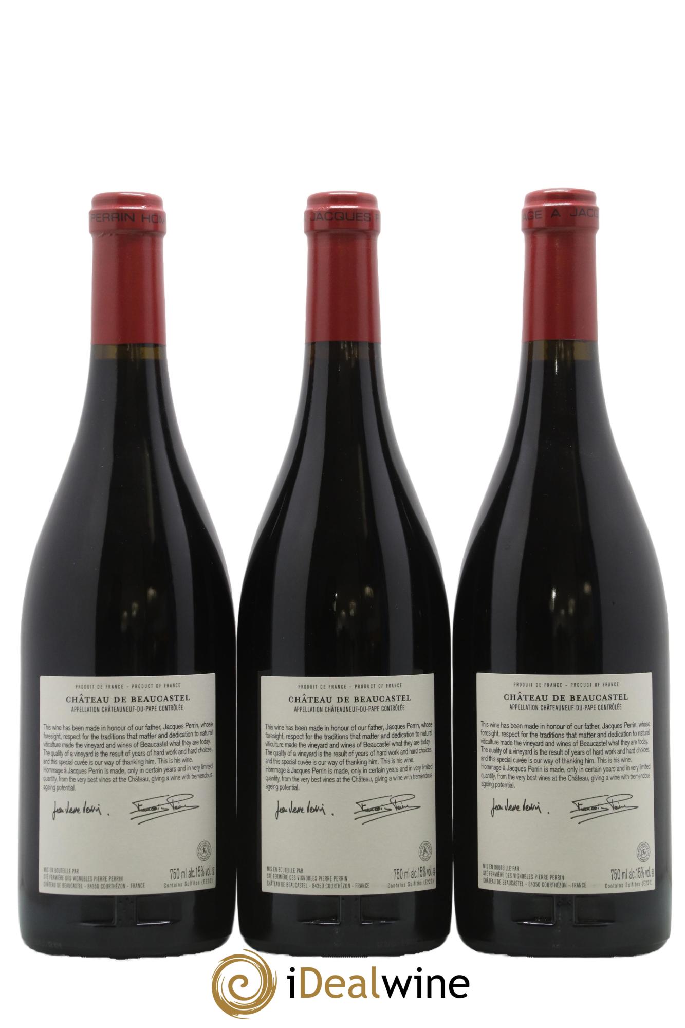 Châteauneuf-du-Pape Château de Beaucastel Hommage à Jacques Perrin Famille Perrin 2010 - Lotto di 3 bottiglie - 1