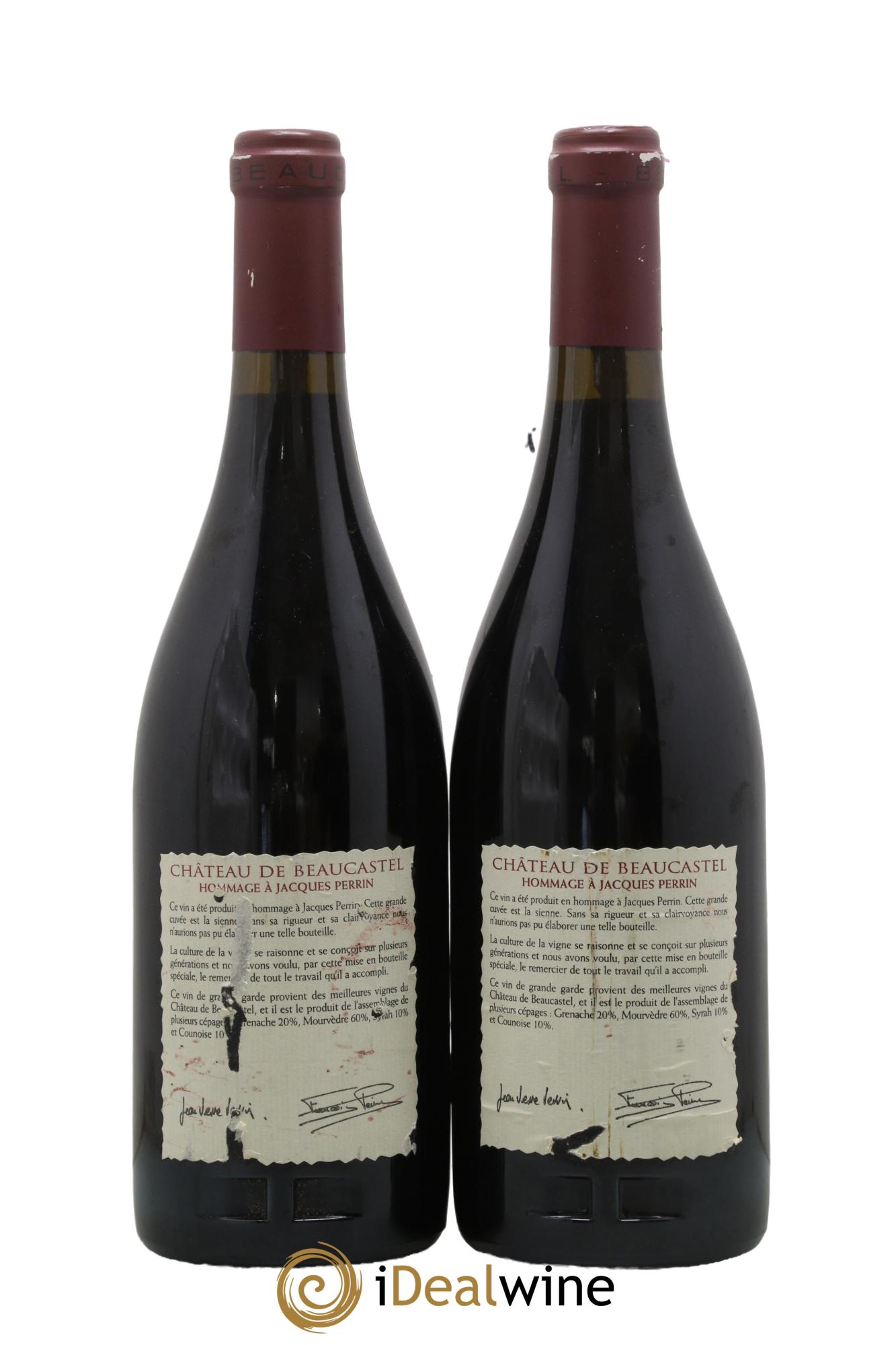 Châteauneuf-du-Pape Château de Beaucastel Hommage à Jacques Perrin Famille Perrin 2001 - Lotto di 2 bottiglie - 1