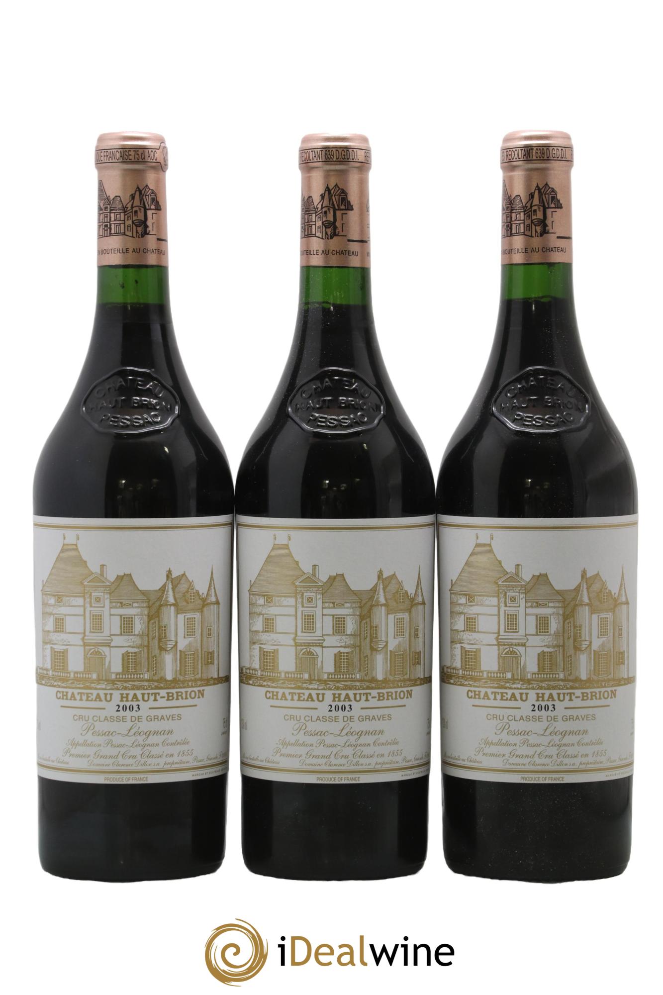 Château Haut Brion 1er Grand Cru Classé 2003 - Lot de 3 bouteilles - 0