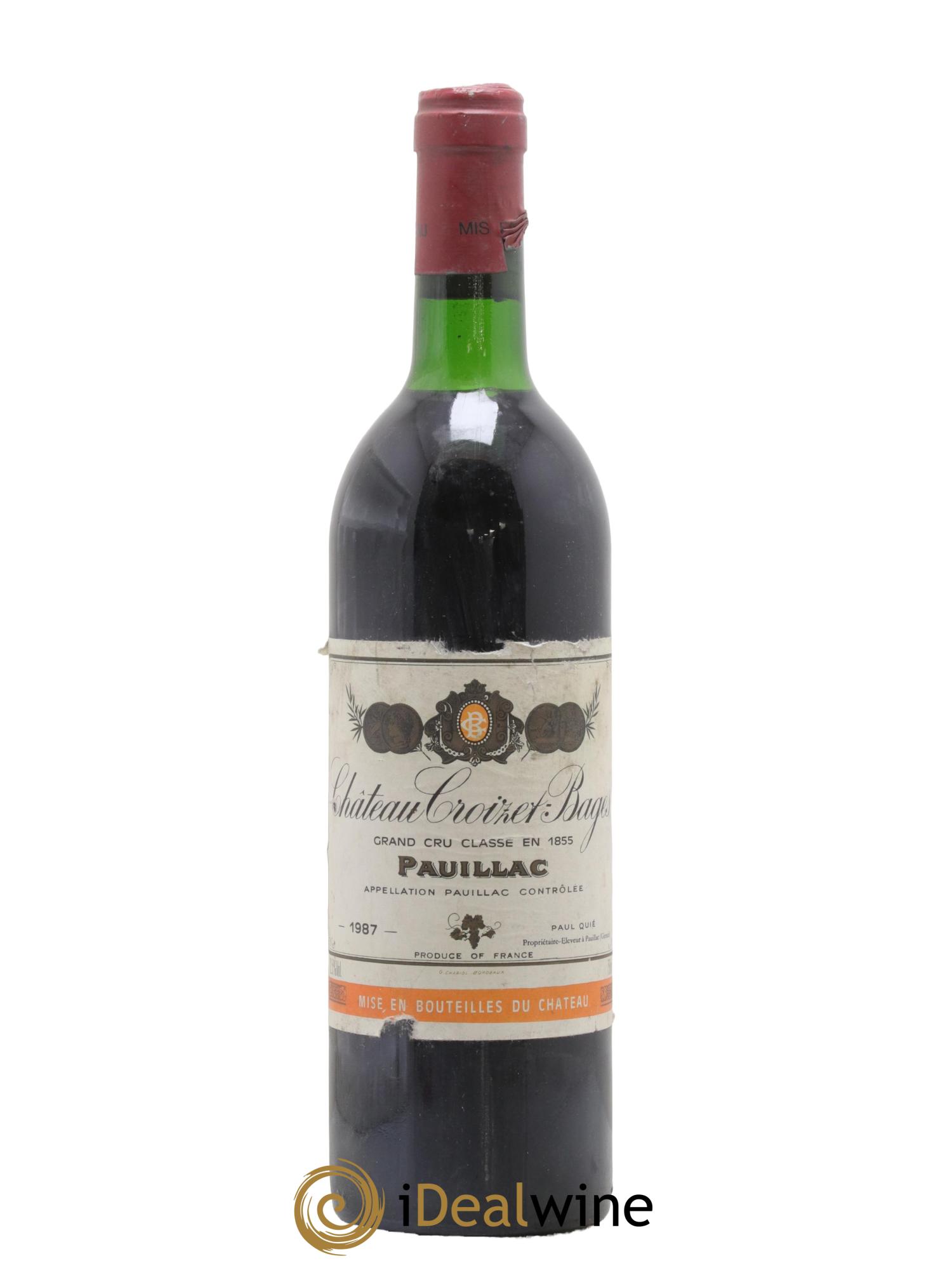 Château Croizet Bages 5ème Grand Cru Classé 1987 - Lotto di 1 bottiglia - 0