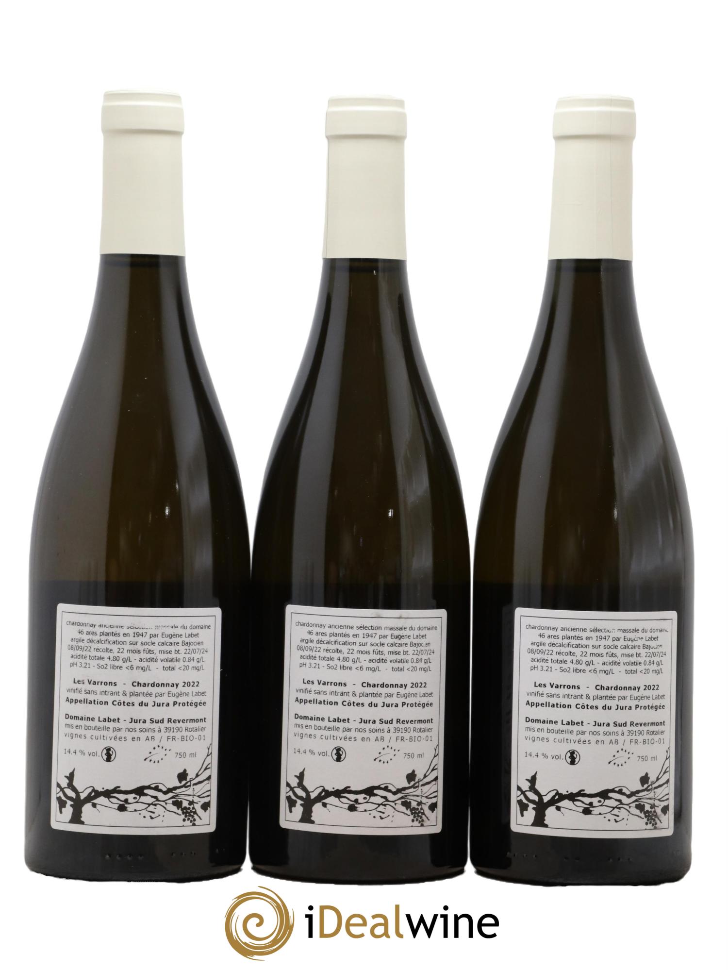 Côtes du Jura Chardonnay Les Varrons Romain - Julien  - Charline Labet  2022 - Lot of 3 bottles - 1