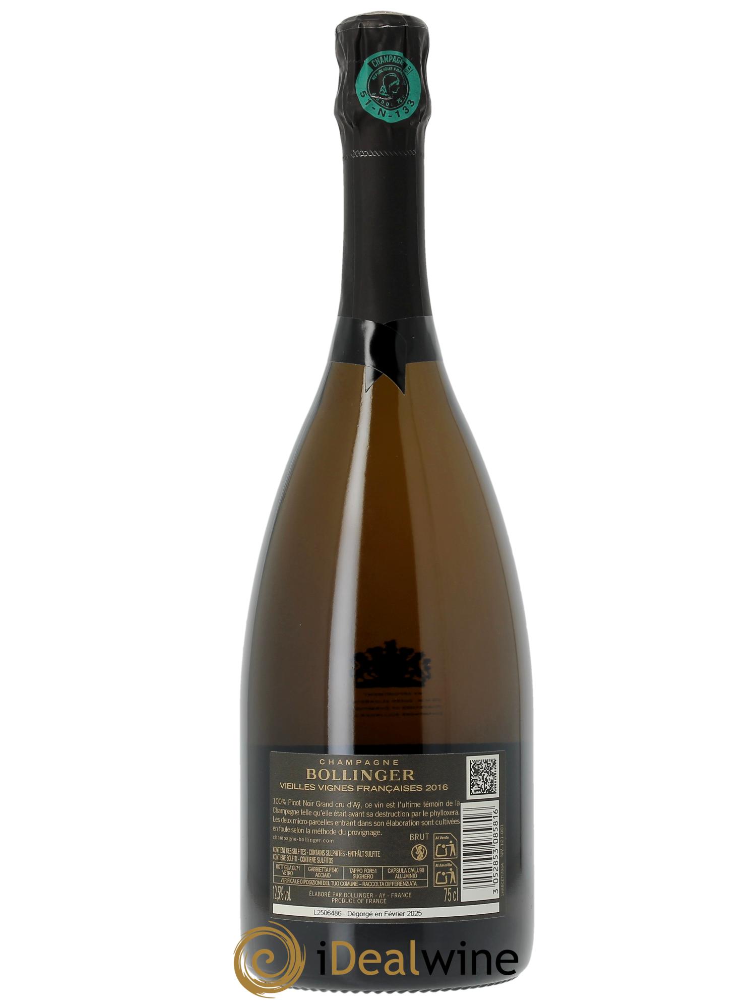 Brut Vieilles Vignes Françaises Bollinger 2016 - Lot de 1 bouteille - 2