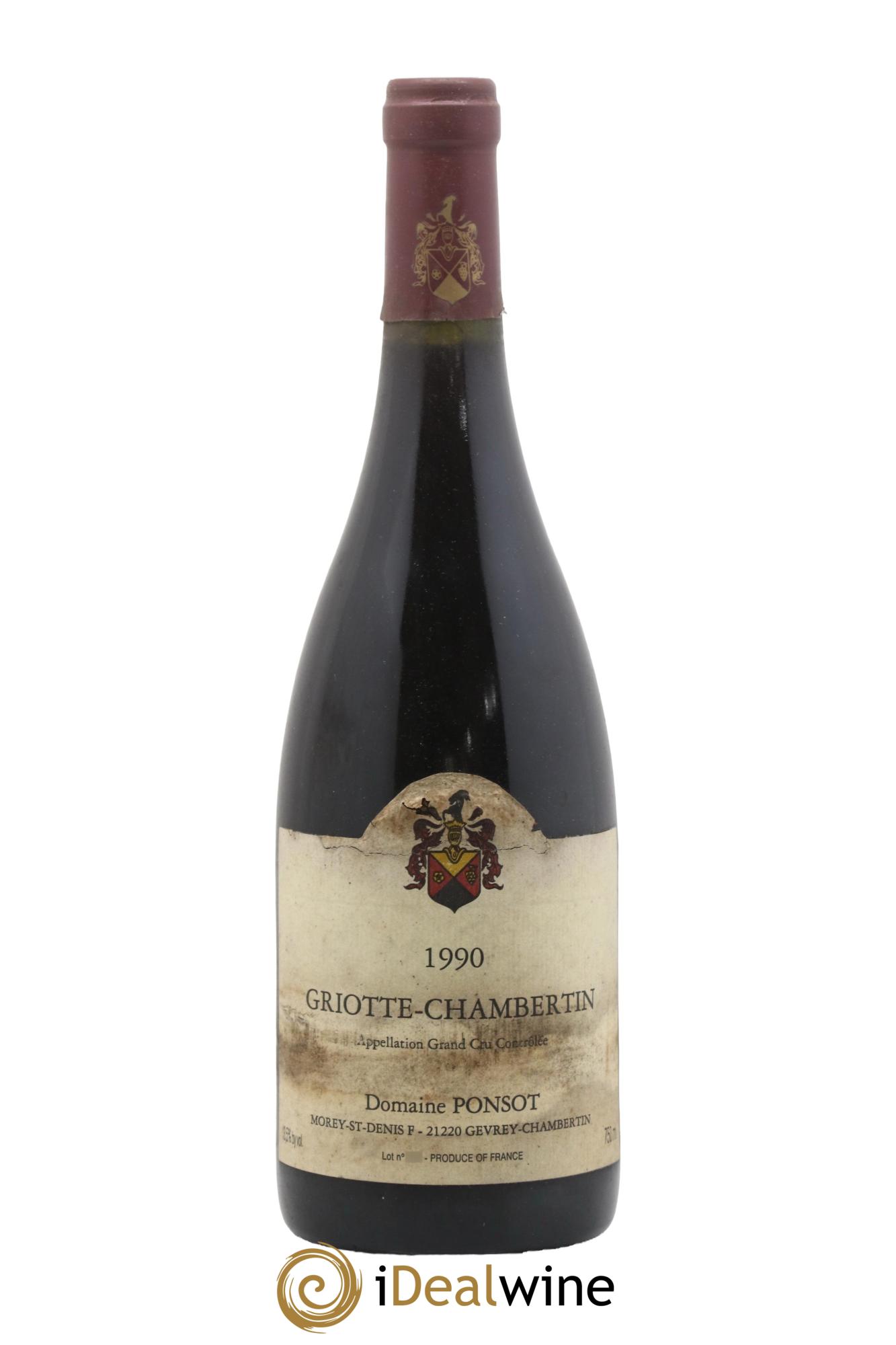 Griotte-Chambertin Grand Cru Ponsot (Domaine) 1990 - Lot de 1 bouteille - 0