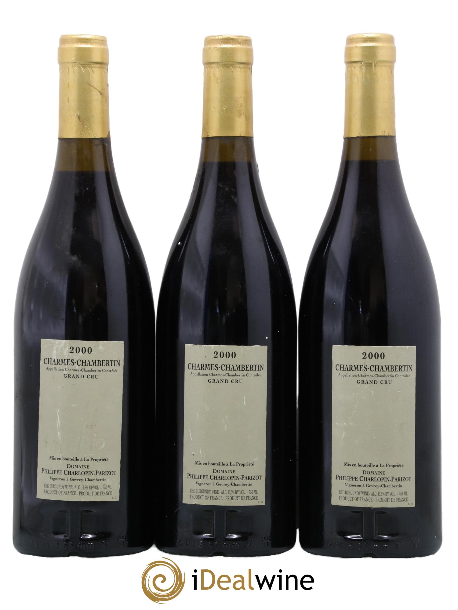 Charmes-Chambertin Grand Cru Charlopin-Parizot 2000 - Lot de 3 bouteilles - 1