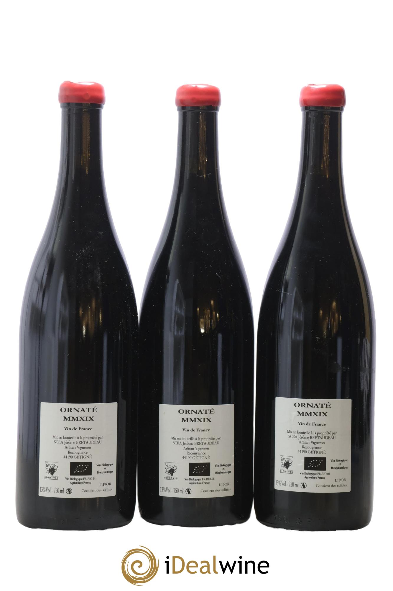 Vin de France Merlot Ornaté Jérôme Bretaudeau - Domaine de Bellevue 2019 - Lot of 3 bottles - 1