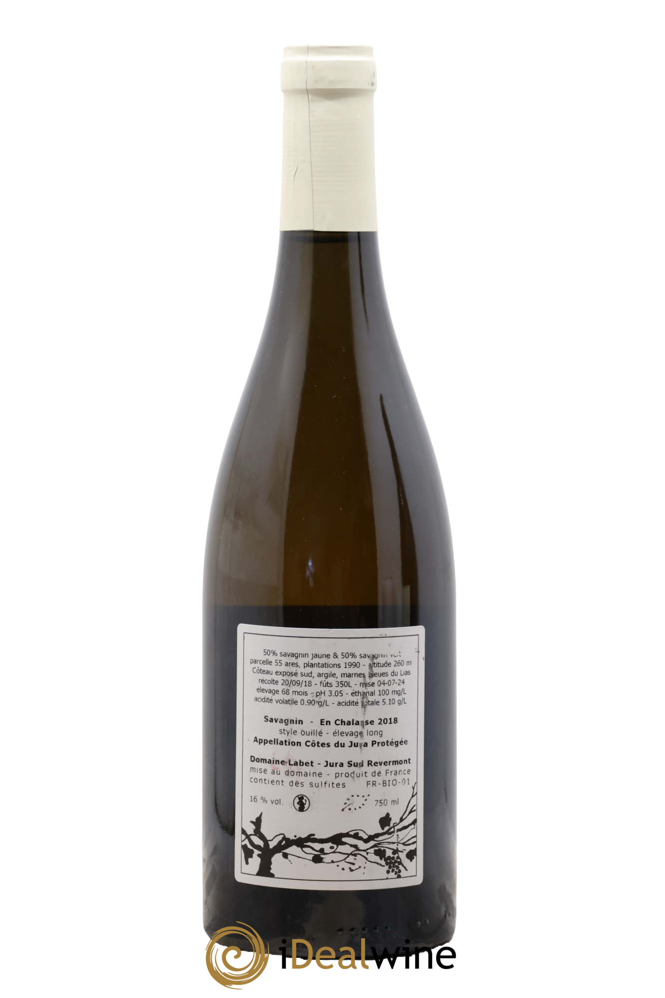 Côtes du Jura Savagnin en Chalasse Elevage Long Romain - Julien  - Charline Labet 2018 - Lotto di 1 bottiglia - 1