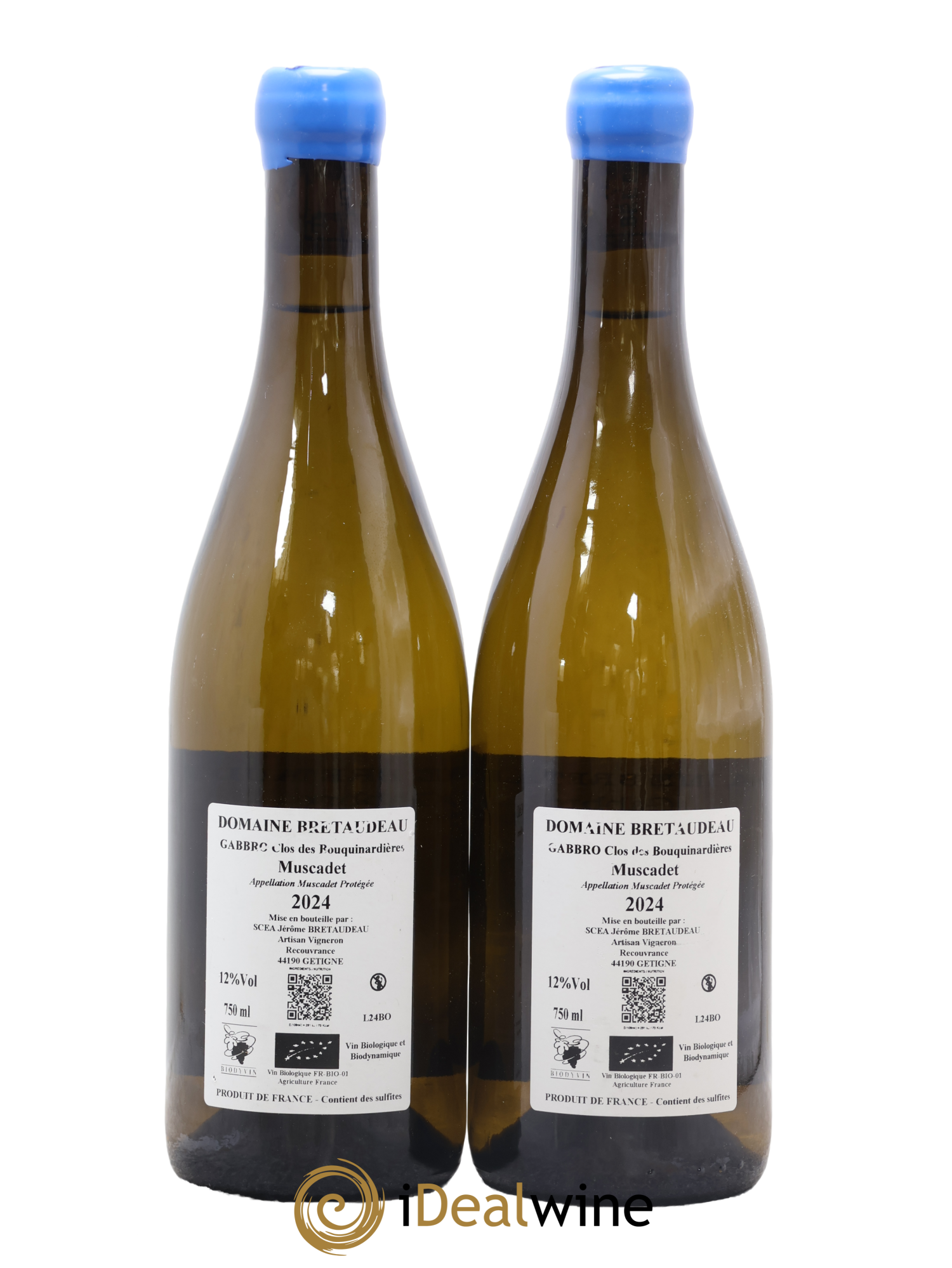 Muscadet-Sèvre-et-Maine Gabbro Clos des Bouquinardières Jérôme Bretaudeau - Domaine de Bellevue 2024 - Lot of 2 bottles - 1