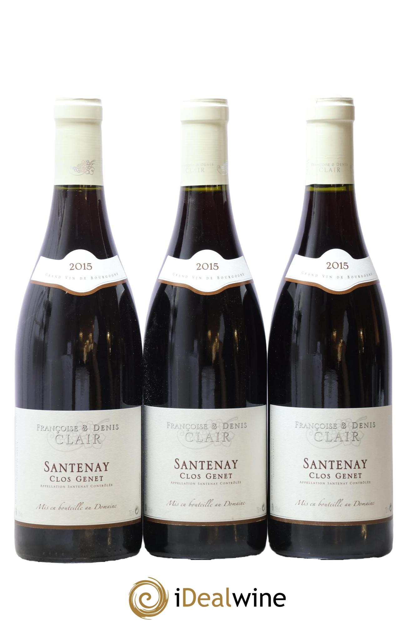 Santenay Clos Genet Françoise et Denis Clair 2015 - Lot de 3 bouteilles - 0