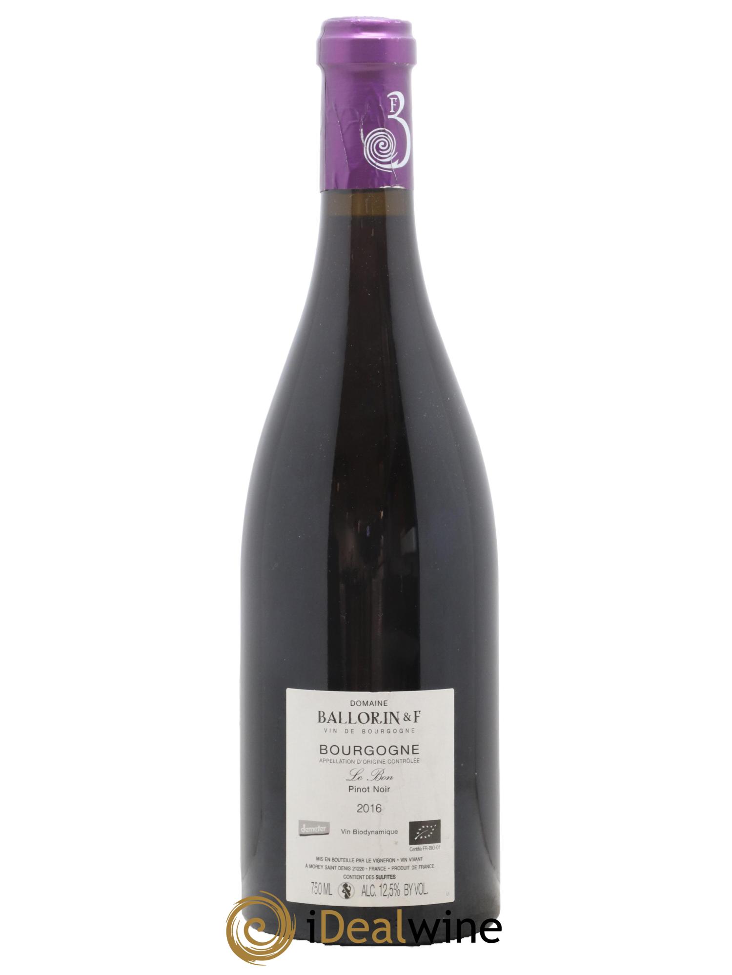 Bourgogne Le Bon Ballorin & F(Domaine) 2016 - Lot de 1 bouteille - 1