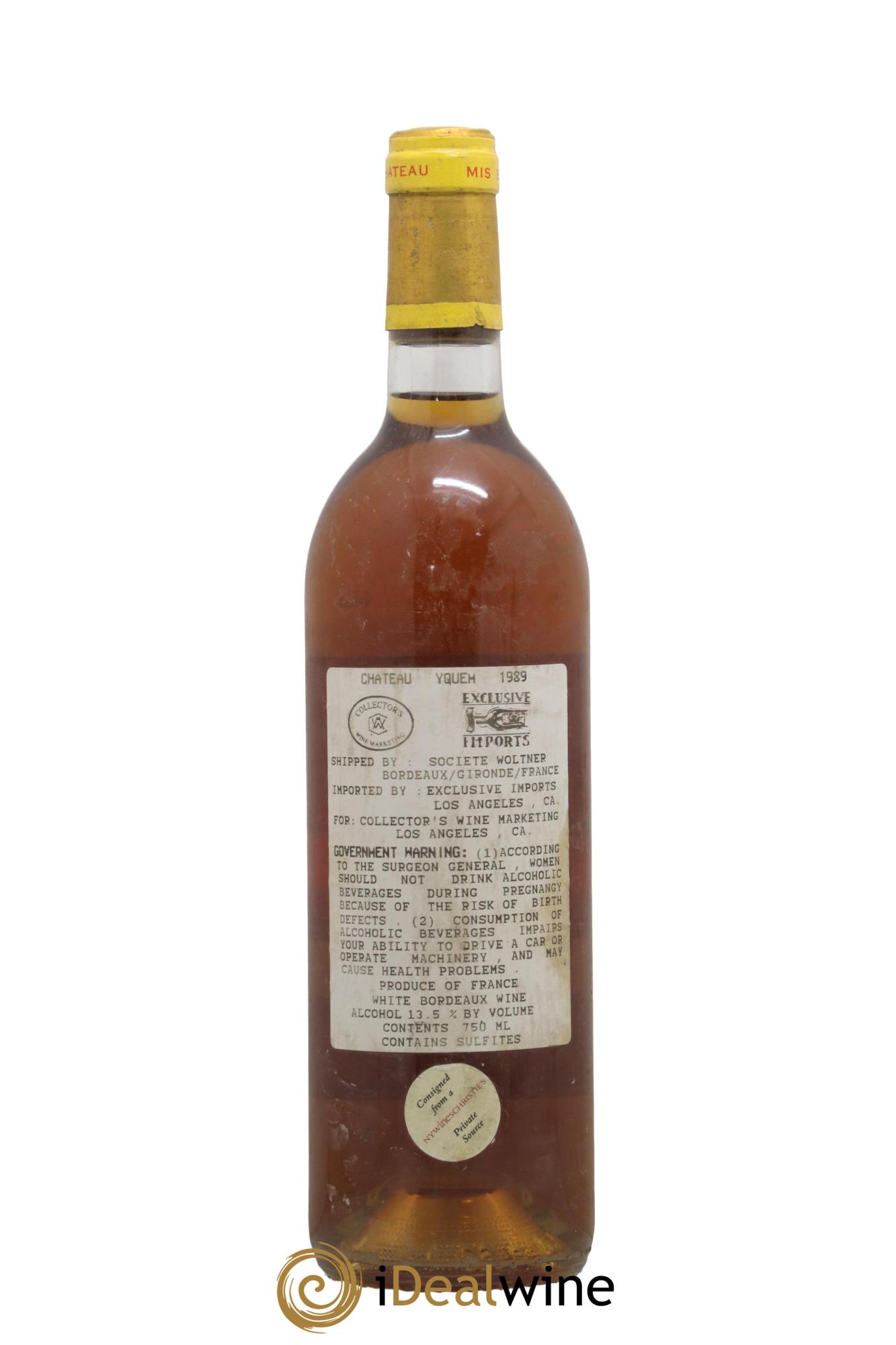 Château d' Yquem 1er Cru Classé Supérieur 1989 - Lot de 1 bouteille - 1