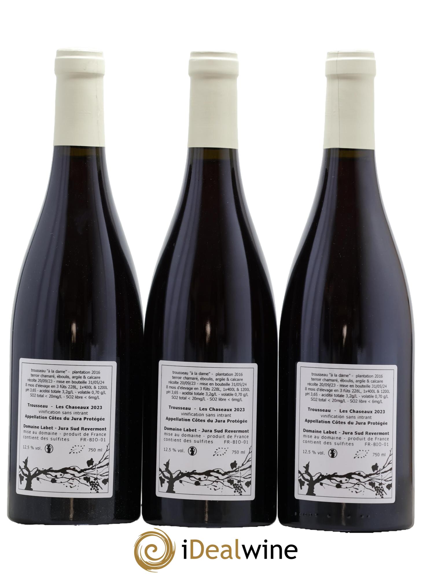 Côtes du Jura Trousseau Les Chaseaux Romain - Julien - Charline Labet 2023 - Lot de 3 bouteilles - 1