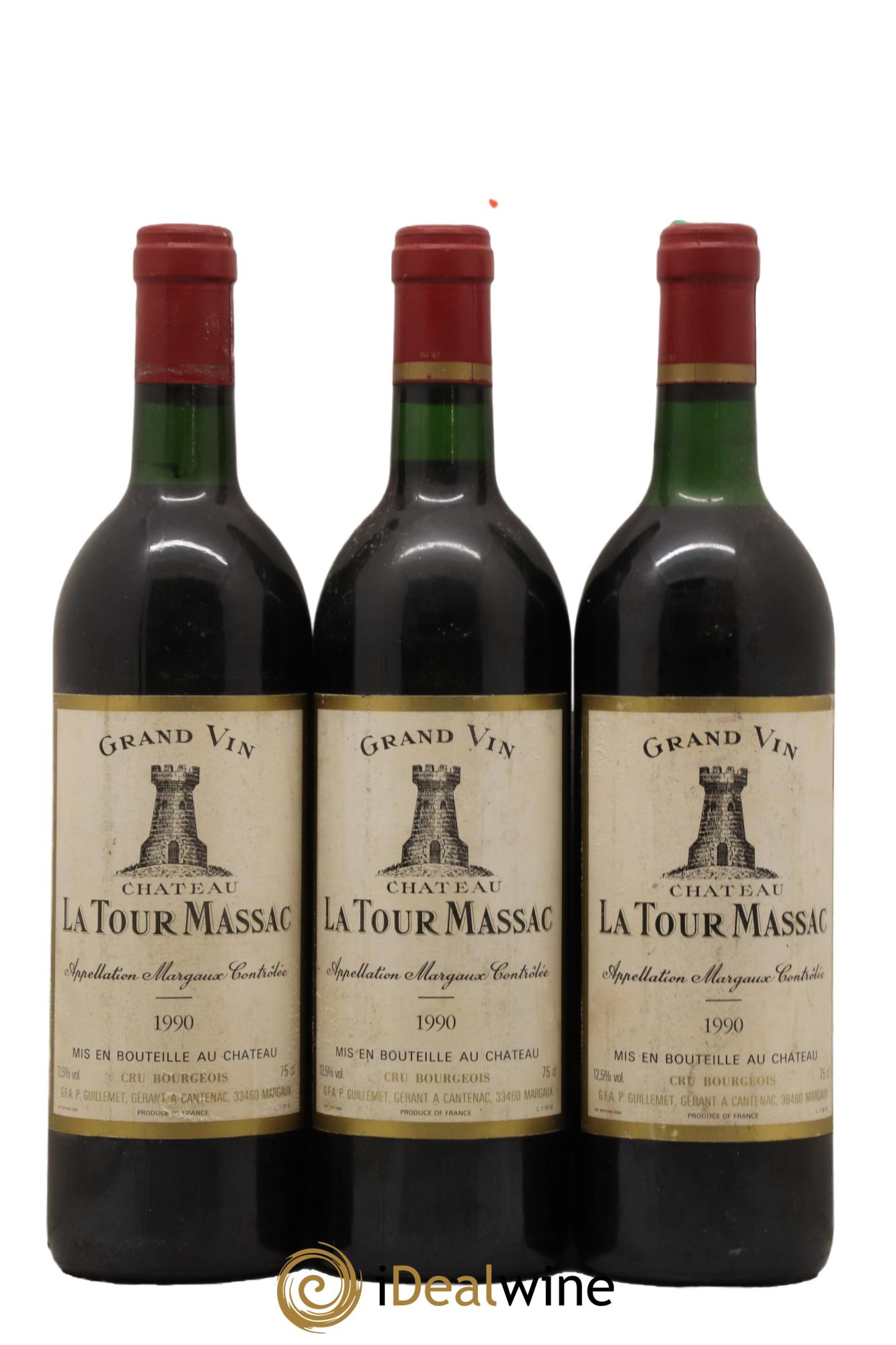 Bordeaux Margaux Chateau Tour Massac 1990 - Lot de 3 bouteilles - 0