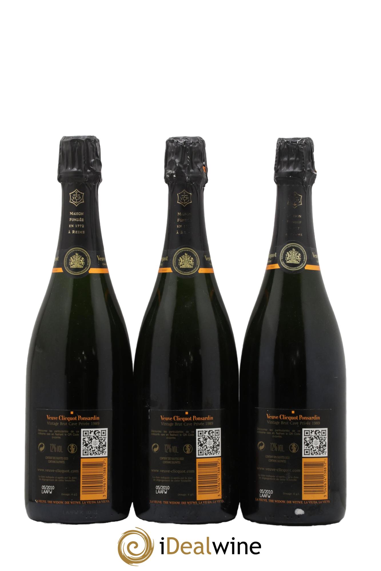 Cave privée Brut Veuve Clicquot 1989 - Lot of 3 bottles - 1