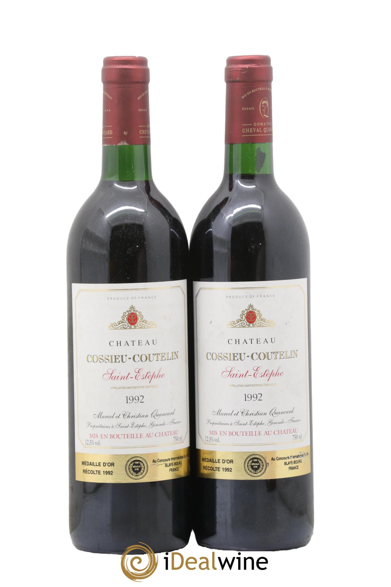 Saint-Estèphe Château Cossieu-Coutelin 1992 - Posten von 2 Flaschen - 0