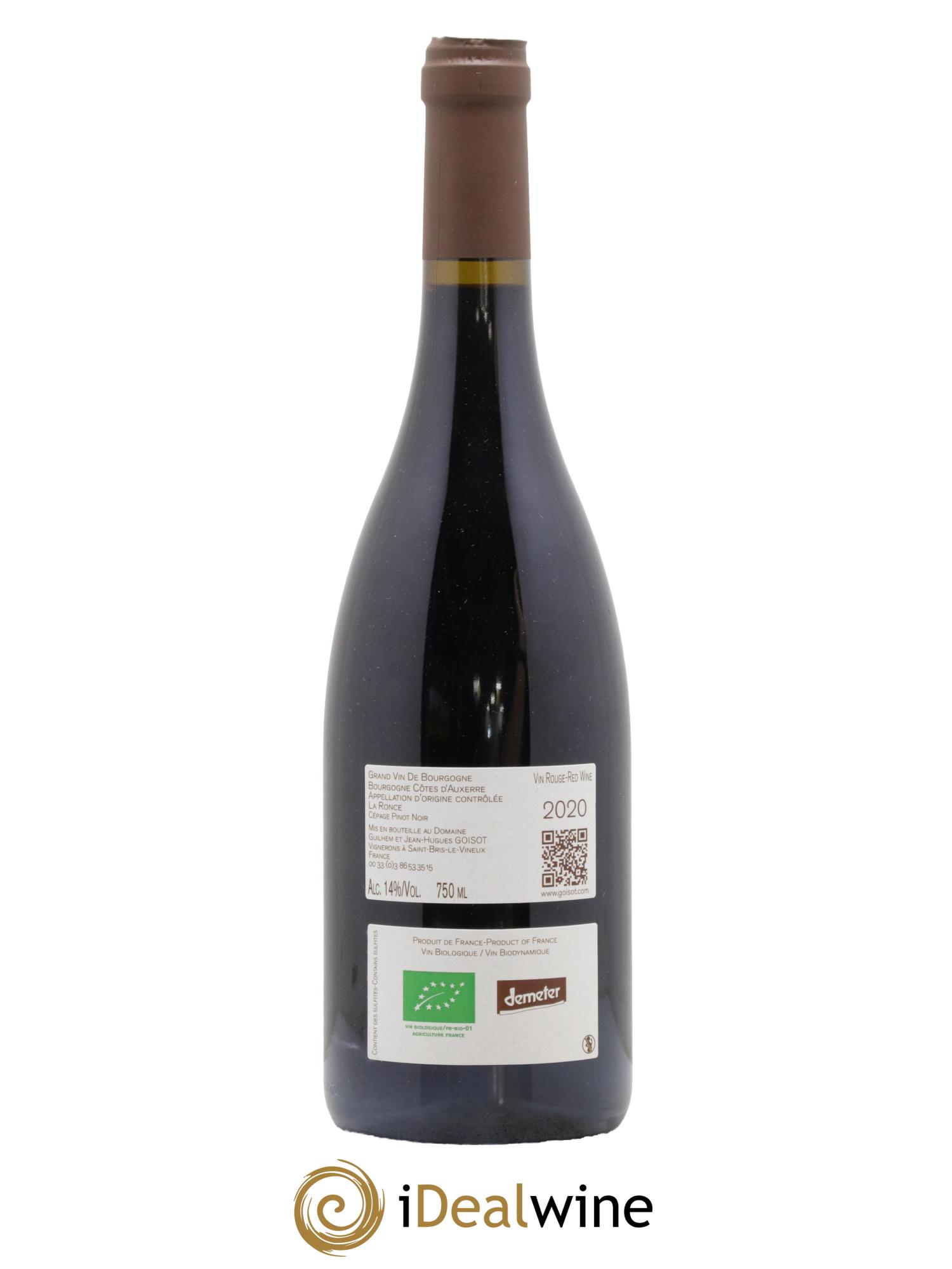Bourgogne Côtes d'Auxerre La Ronce Goisot 2020 - Lot de 1 bouteille - 1