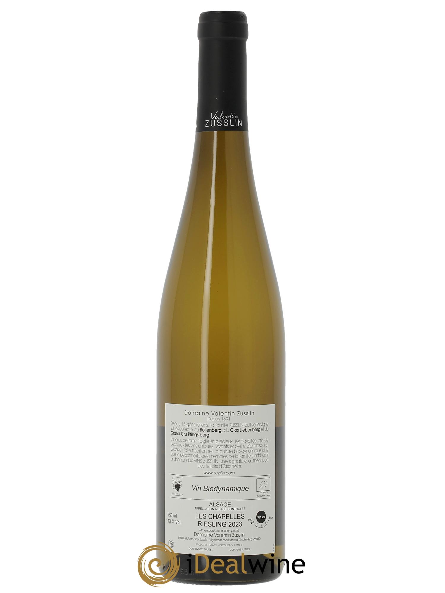 Alsace Riesling Les Chapelles Valentin Zusslin (Domaine)  2023 - Lot of 1 bottle - 1