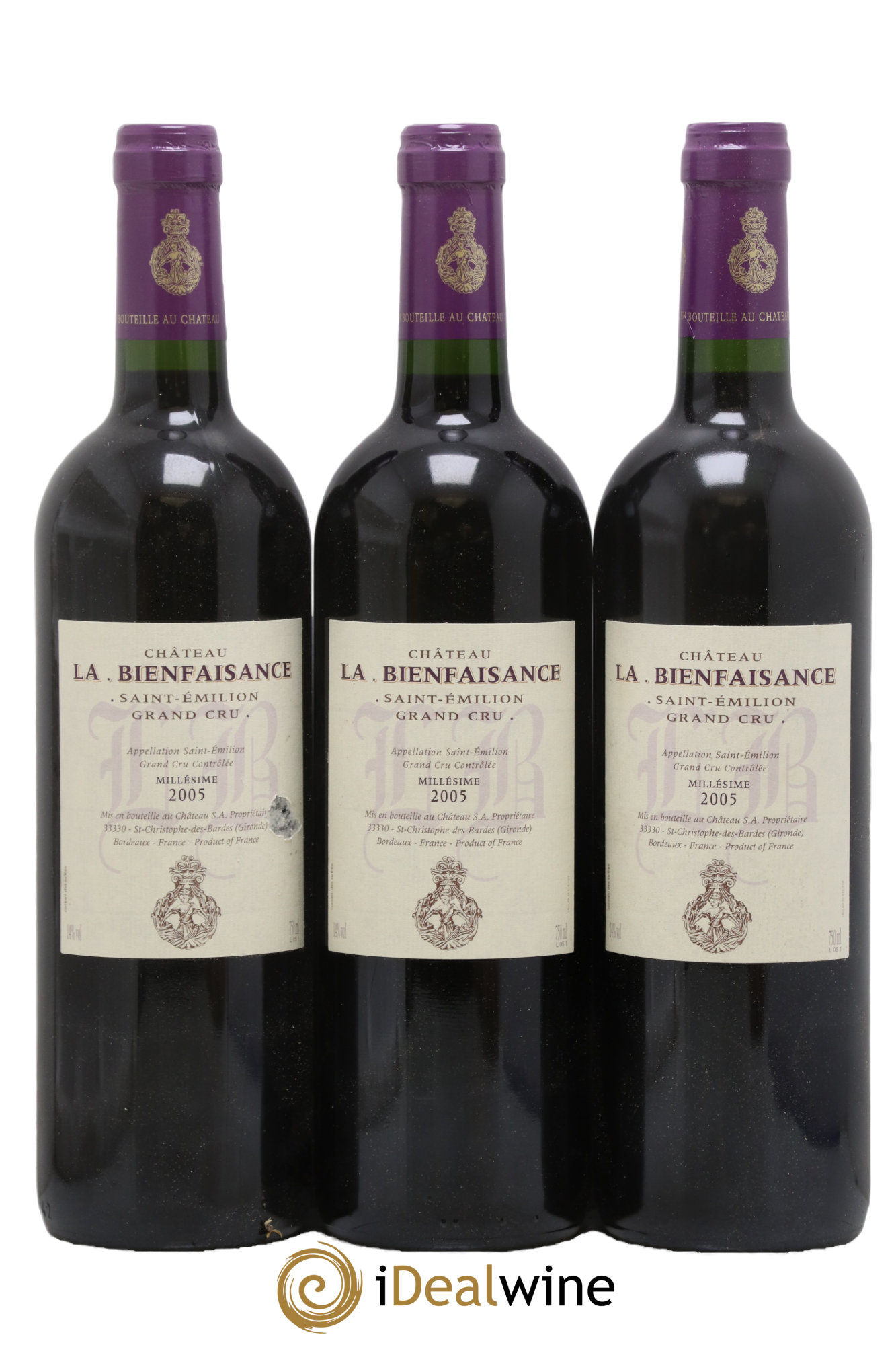 Saint-Émilion Grand Cru Chateau La Bienfaisance 2005 - Lot de 3 bouteilles - 0