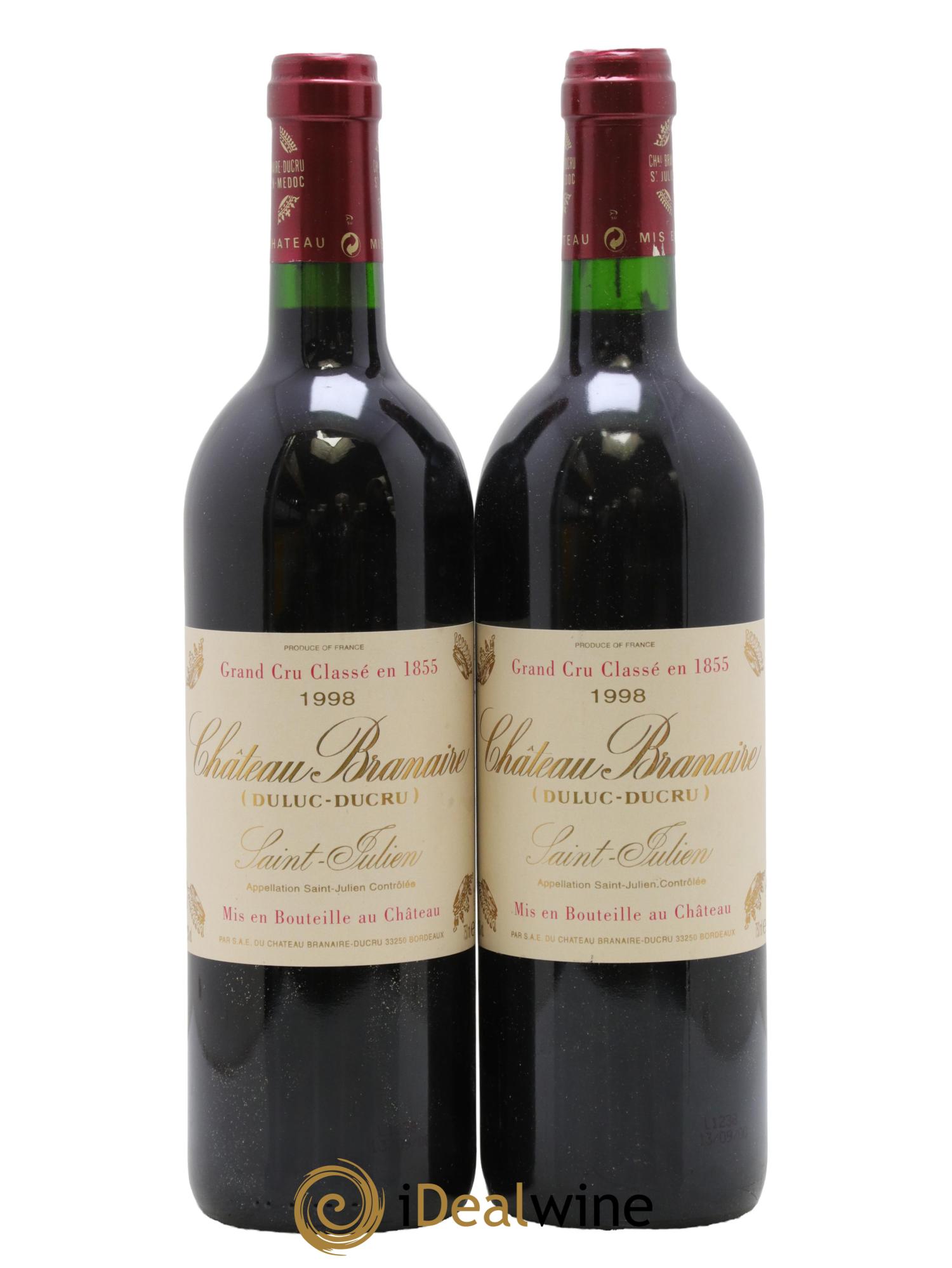 Château Branaire Ducru 4ème Grand Cru Classé 1998 - Lot de 2 bouteilles - 0