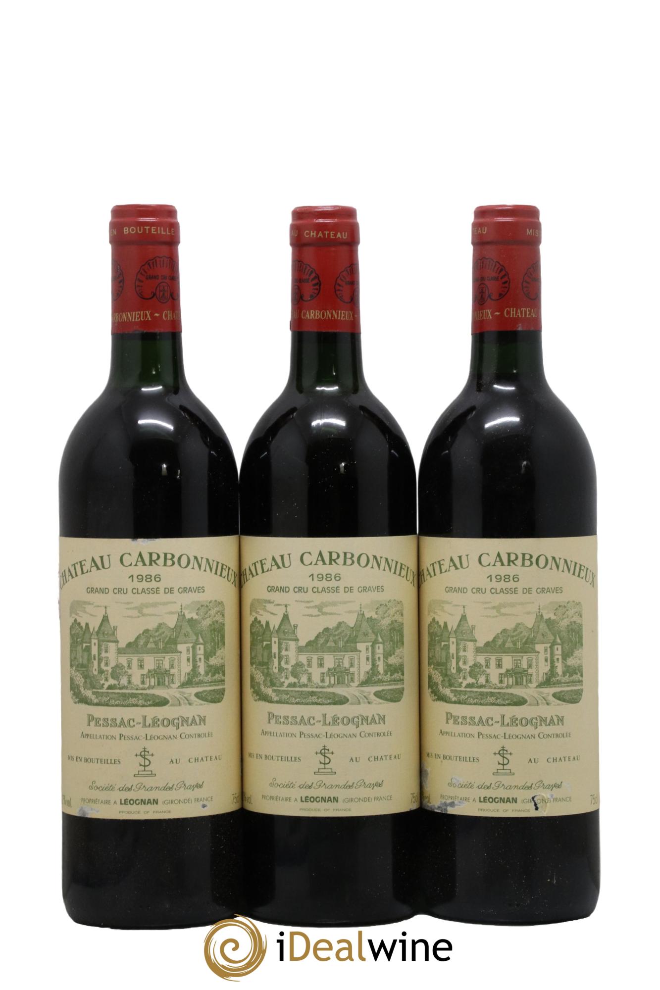 Château Carbonnieux Cru Classé de Graves 1986 - Lot of 3 bottles - 0