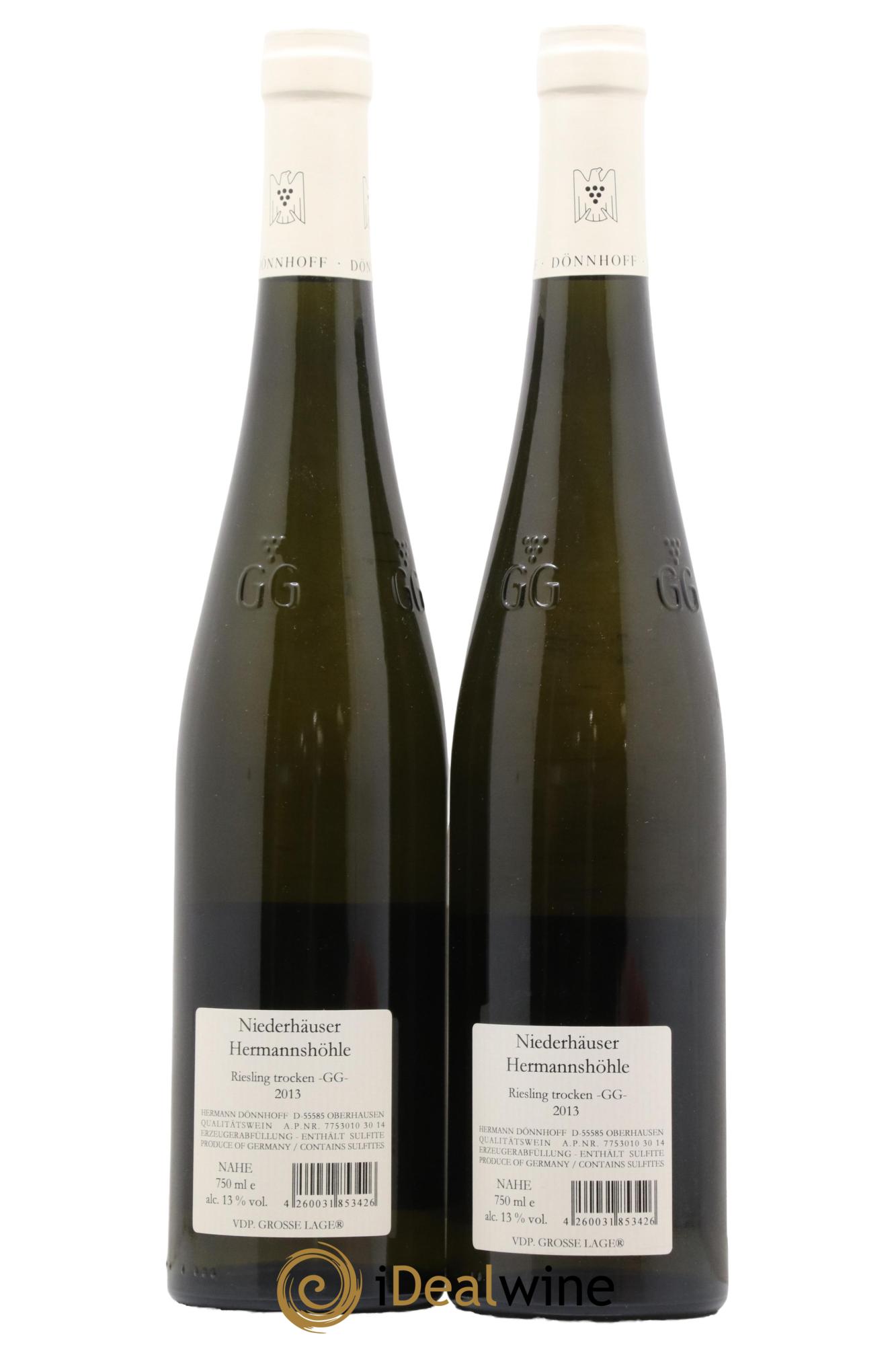 Riesling GG Niederhauser Hermannshohle Trocken Donnhoff 2013 - Lot of 2 bottles - 1