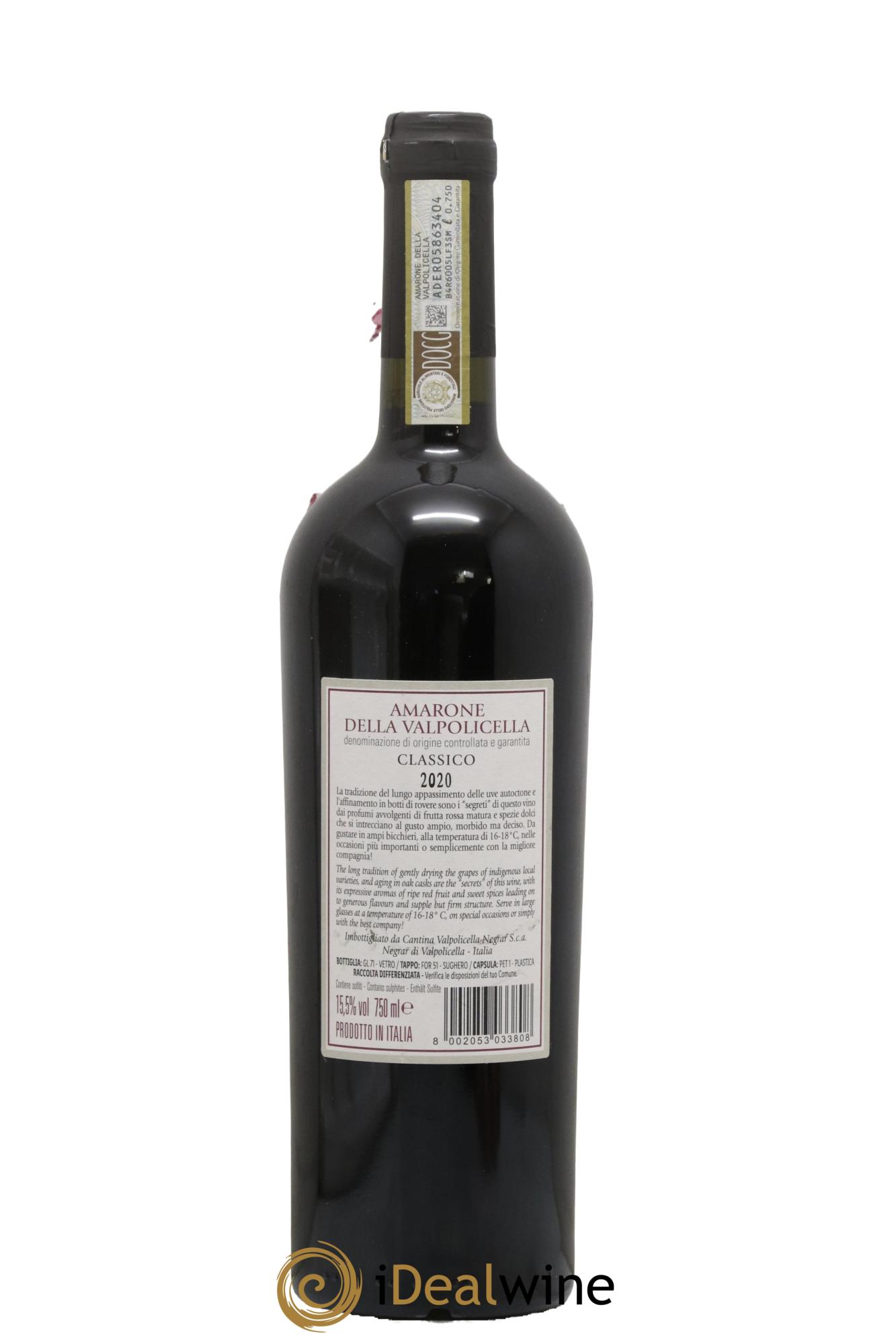 Amarone della Valpolicella Classico DOCG Cantina Valpolicella Negrar 2020 - Lot de 1 bouteille - 1