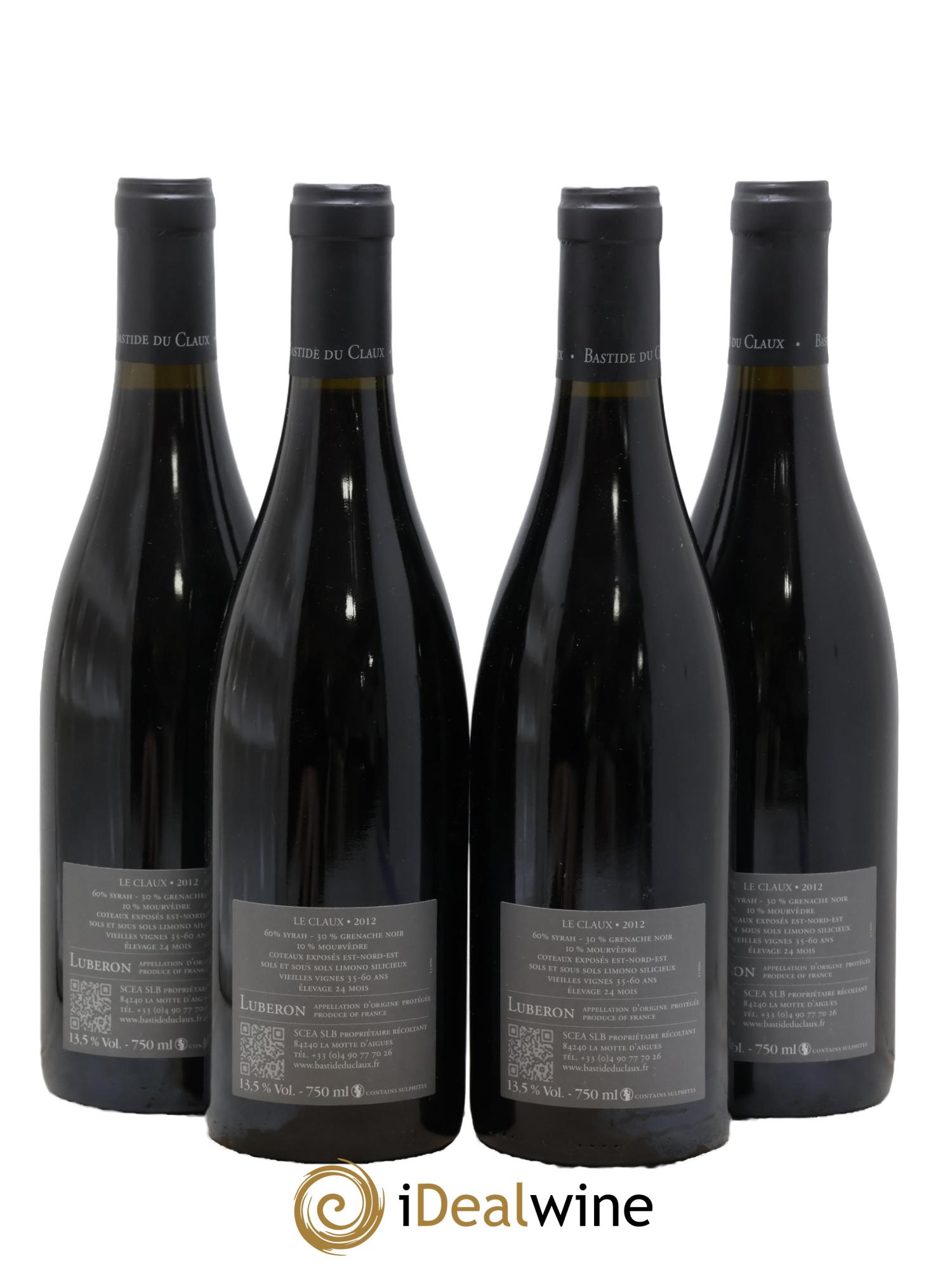 Luberon Lubéron Le Claux Bastide du Claux Sylvain Morey 2012 - Lot de 4 bouteilles - 1