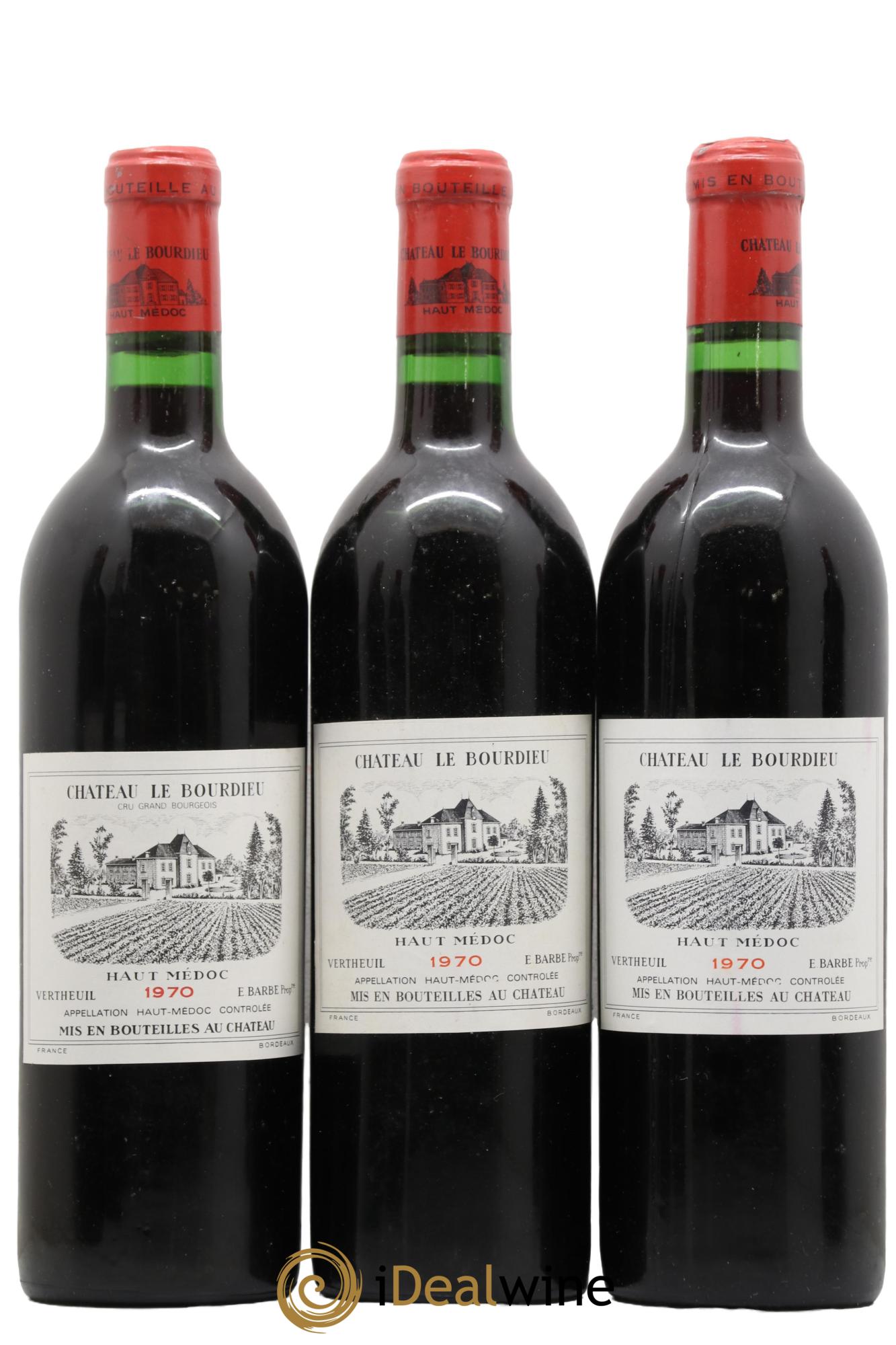 Château le Bourdieu Cru Bourgeois 1970 - Lot de 3 bouteilles - 0