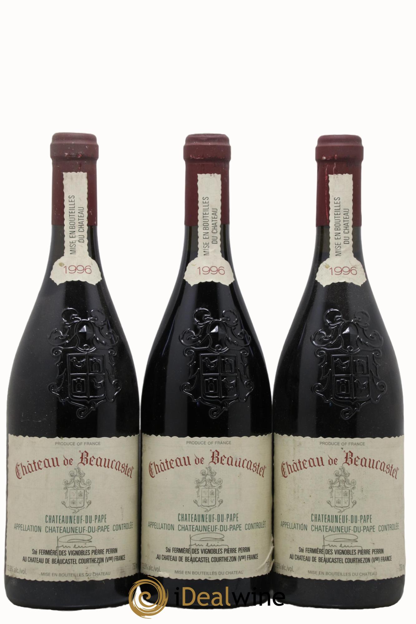 Châteauneuf-du-Pape Château de Beaucastel Famille Perrin 1996 - Lot de 3 bouteilles - 0
