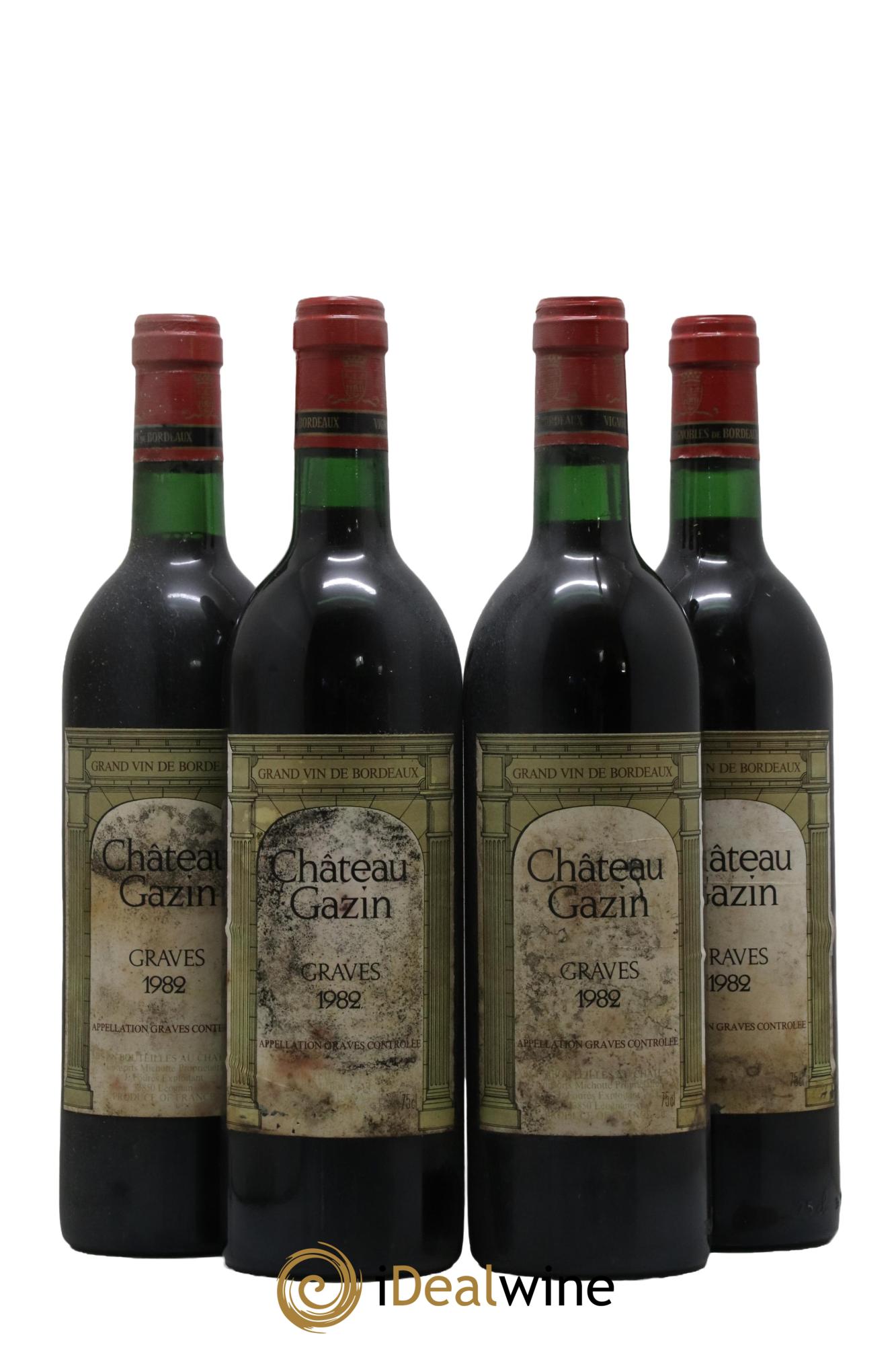 Graves Château Gazin 1982 - Lot de 4 bouteilles - 0
