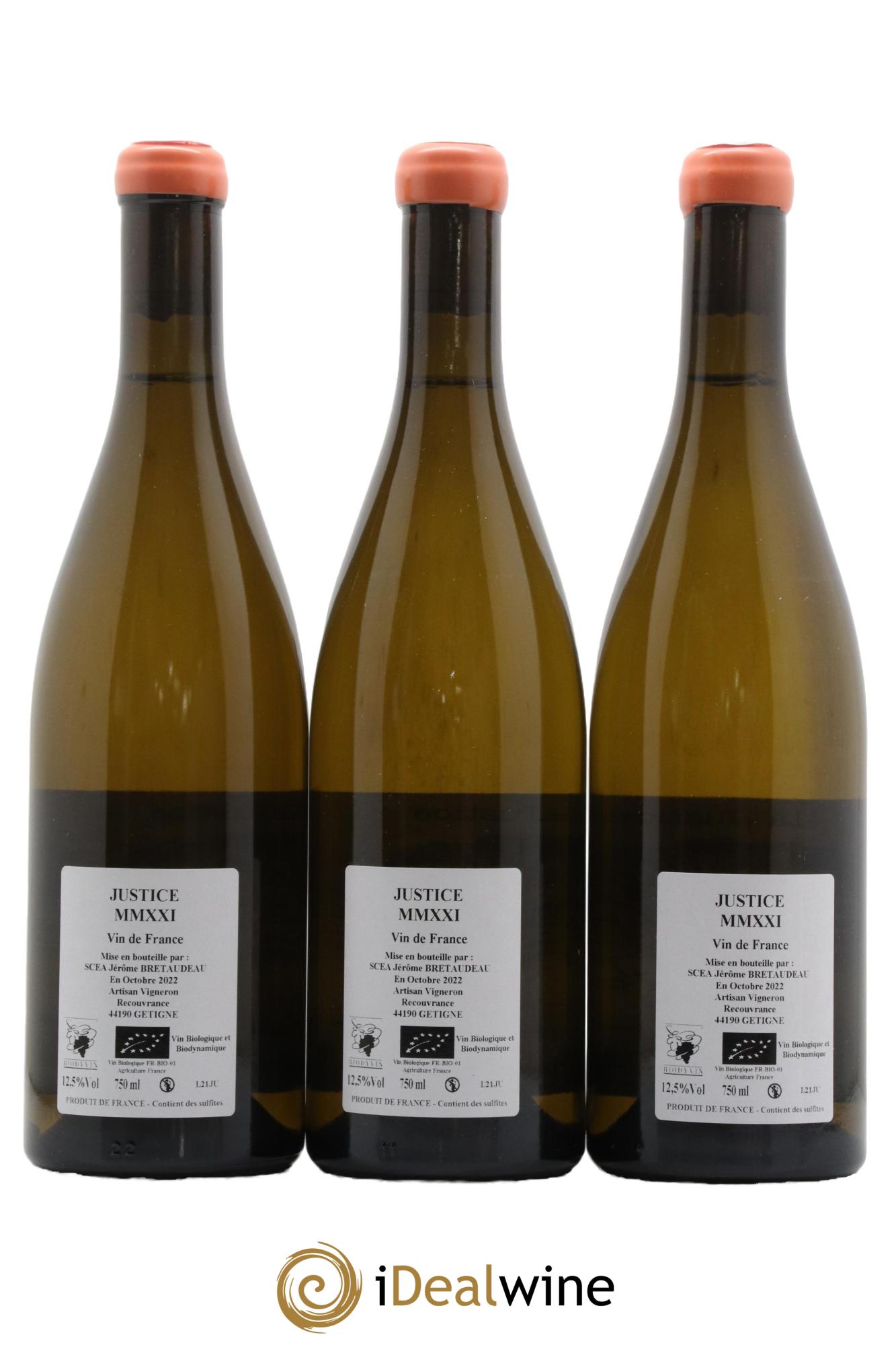 Vin de France La Justice Jérôme Bretaudeau - Domaine de Bellevue 2021 - Lot de 3 bouteilles - 1