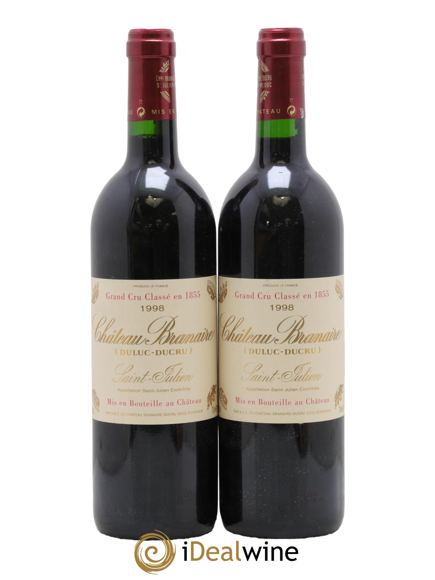 Château Branaire Ducru 4ème Grand Cru Classé 1998 - Lotto di 2 bottiglie - 0