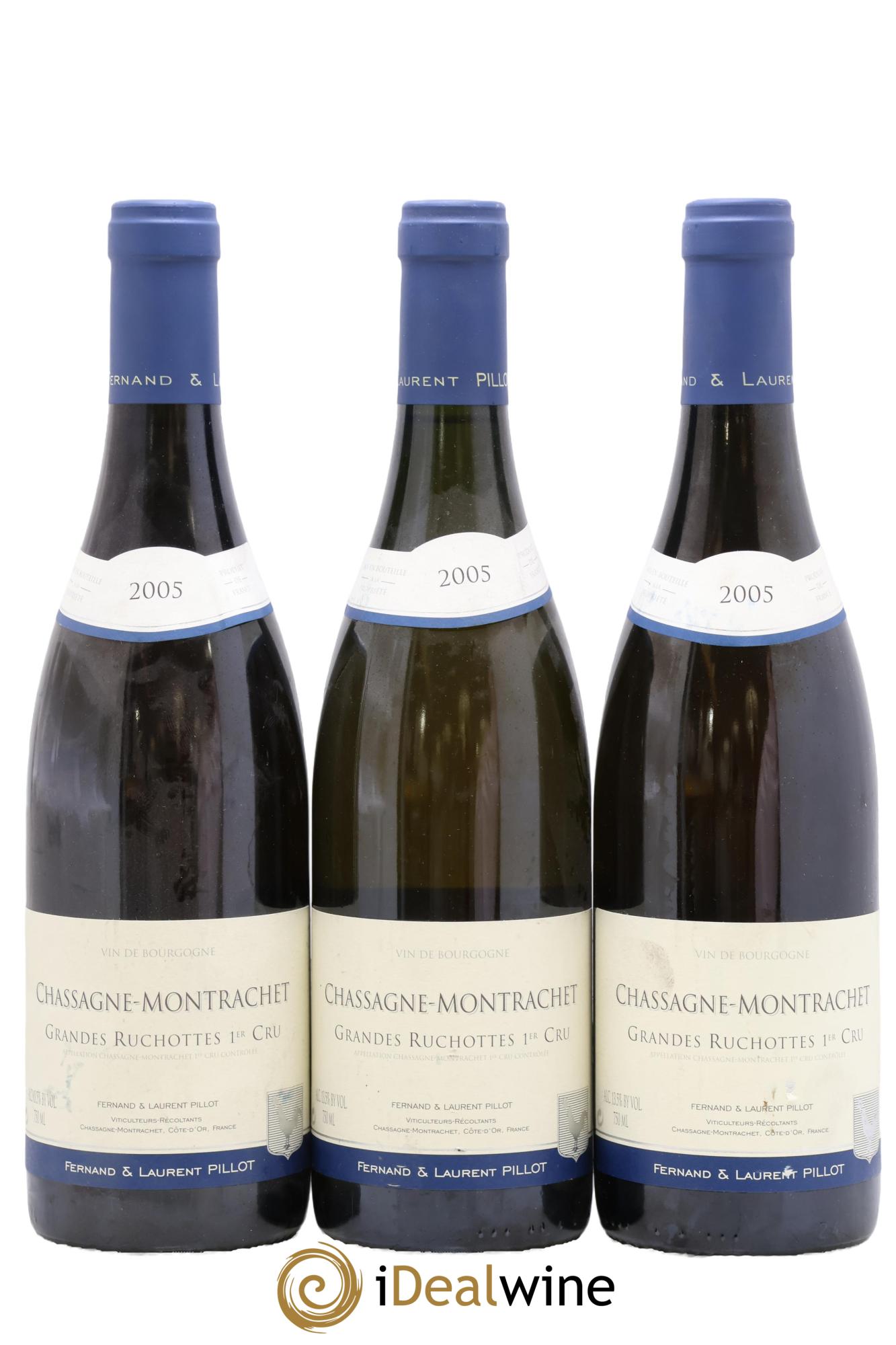 Chassagne-Montrachet 1er Cru Grandes Ruchottes Fernand et Laurent Pillot (Domaine) 2005 - Lot of 3 bottles - 0
