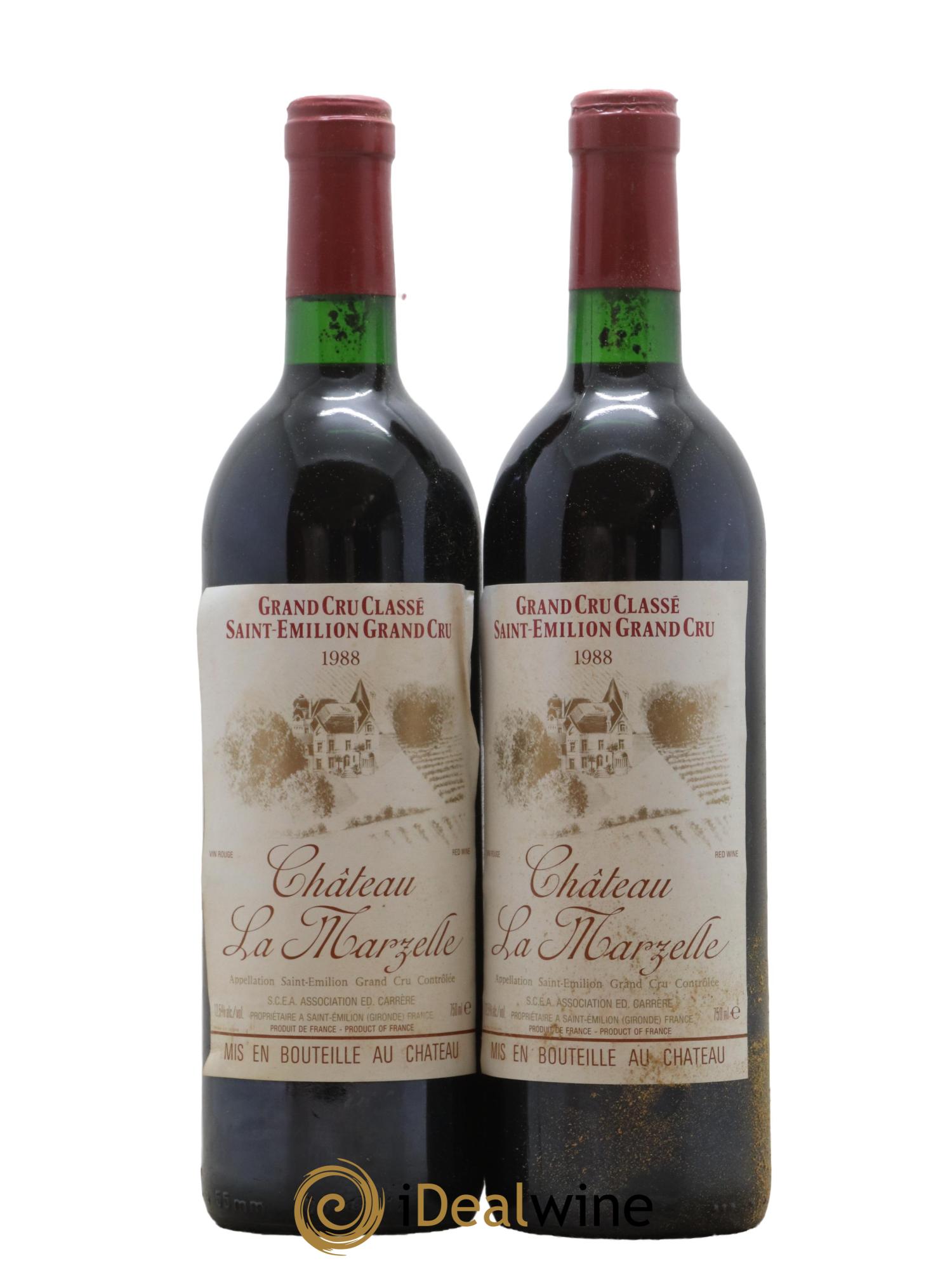 Château La Marzelle Grand Cru Classé 1988 - Lot de 2 bouteilles - 0