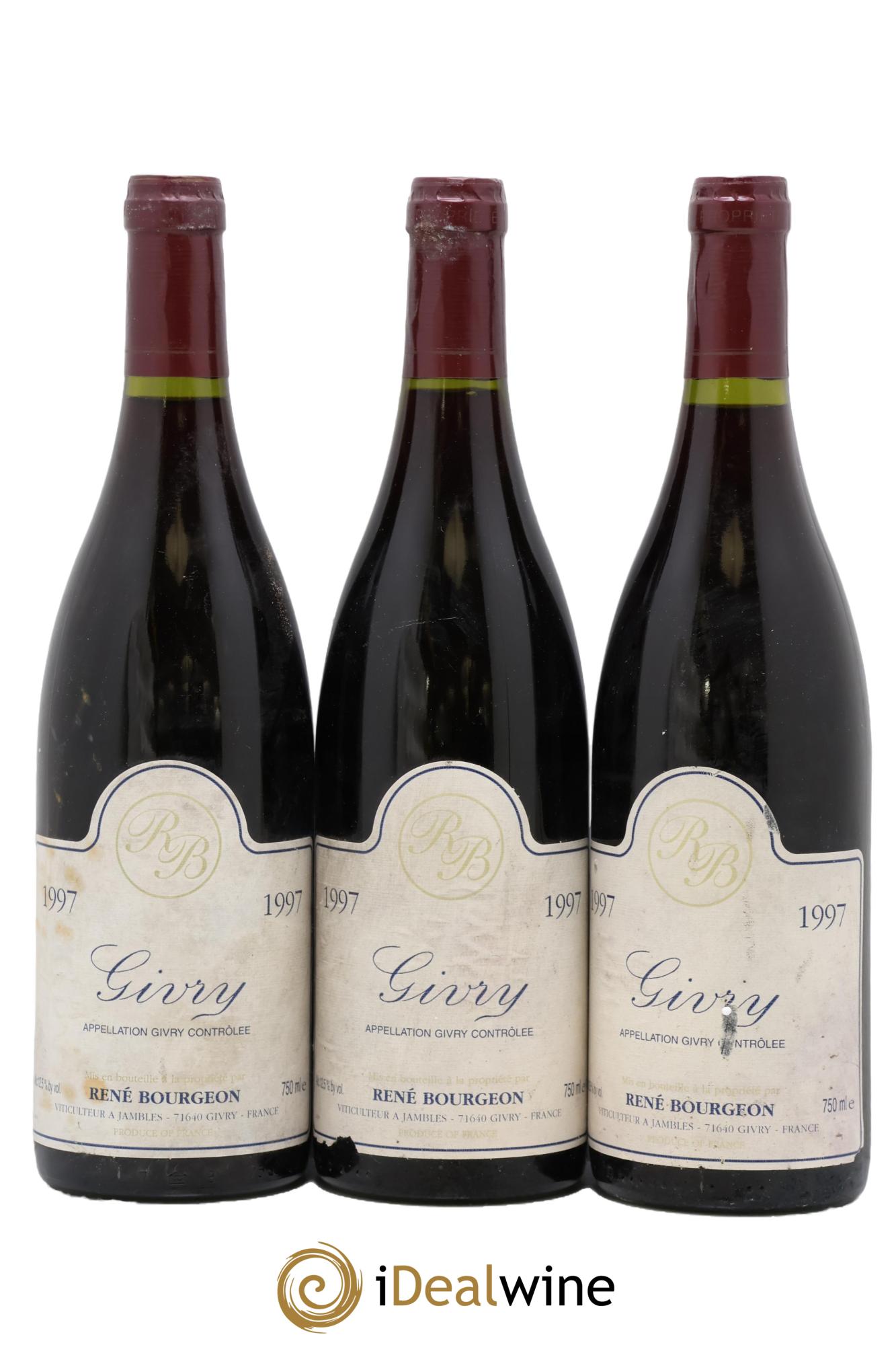 Givry René Bourgeon 1997 - Lot de 3 bouteilles - 0
